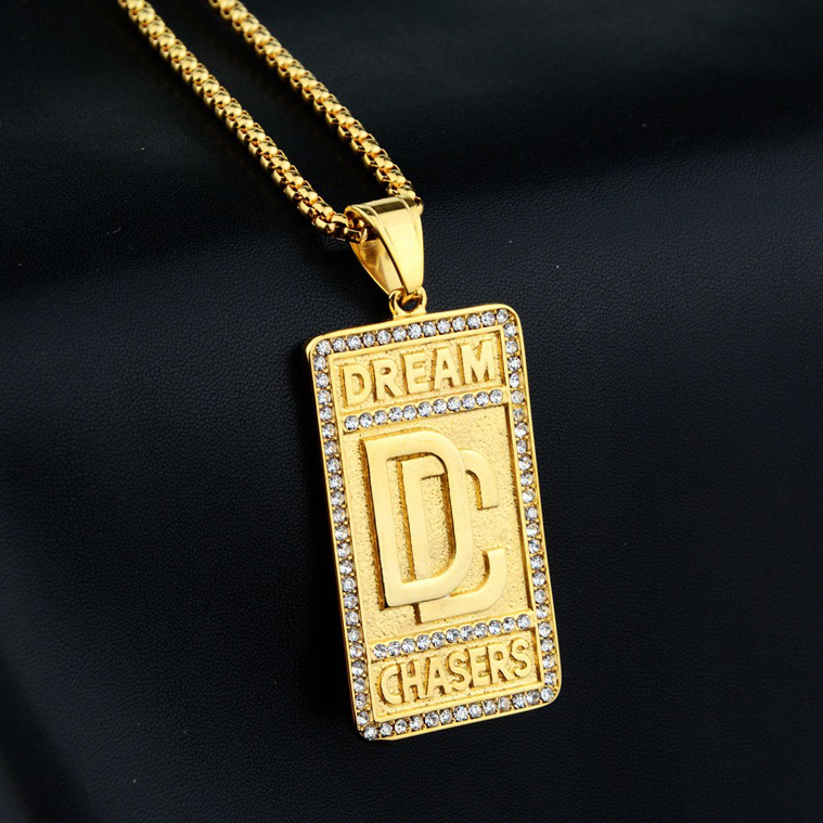 Fashion Letter Pattern Necklace Pendants - Gold