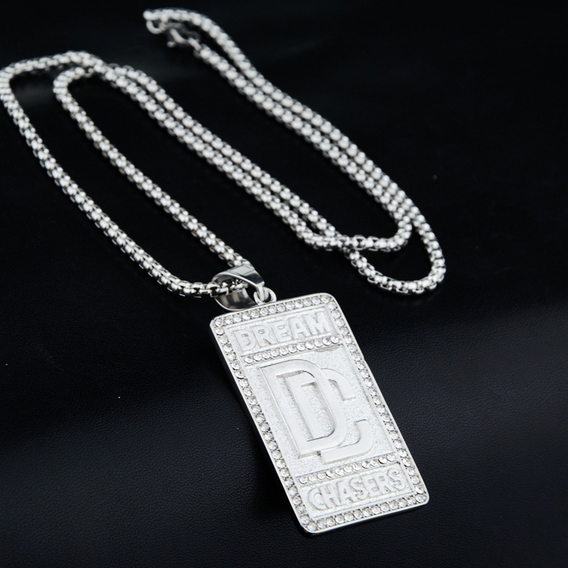 Fashion Letter Pattern Necklace Pendants - Silver