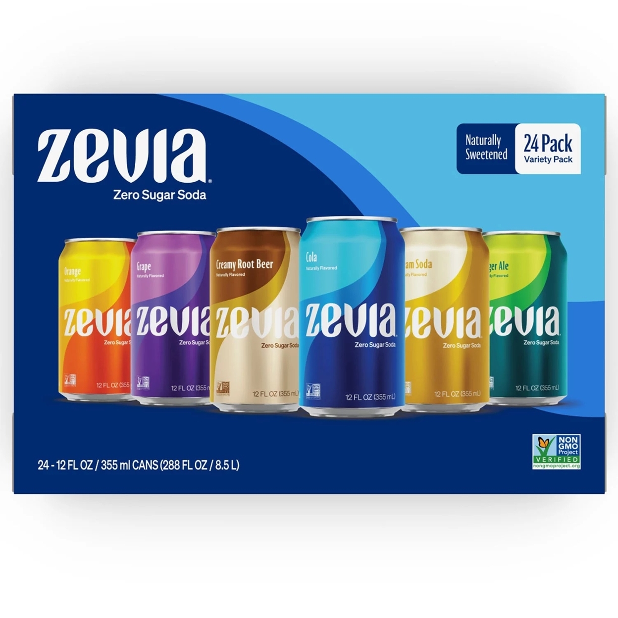 Zevia Zero Sugar Soda Variety Pack, 12 Fluid Ounce (Pack Of 24)