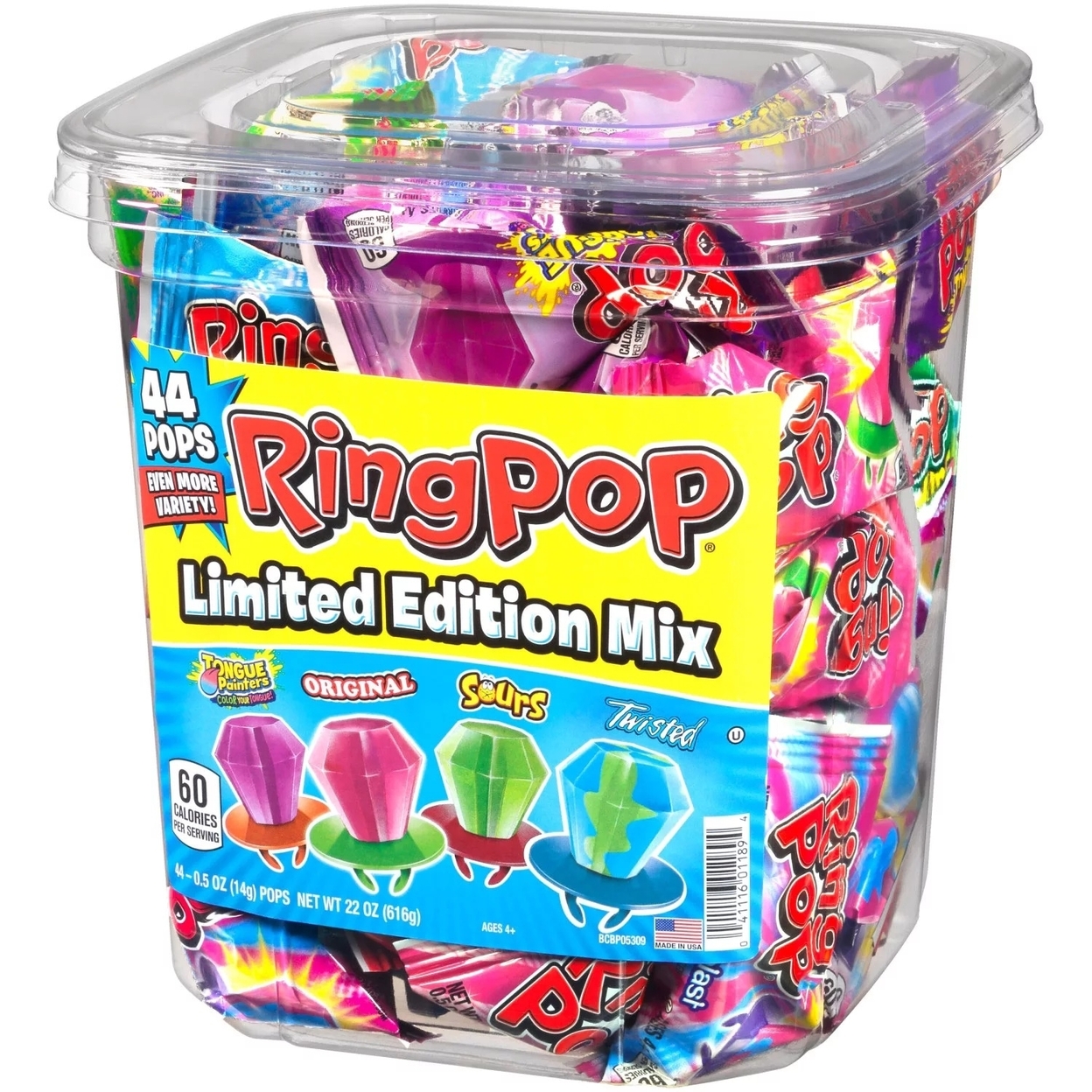 Ring Pop Candy Jar, Assorted Flavors (44 Count)