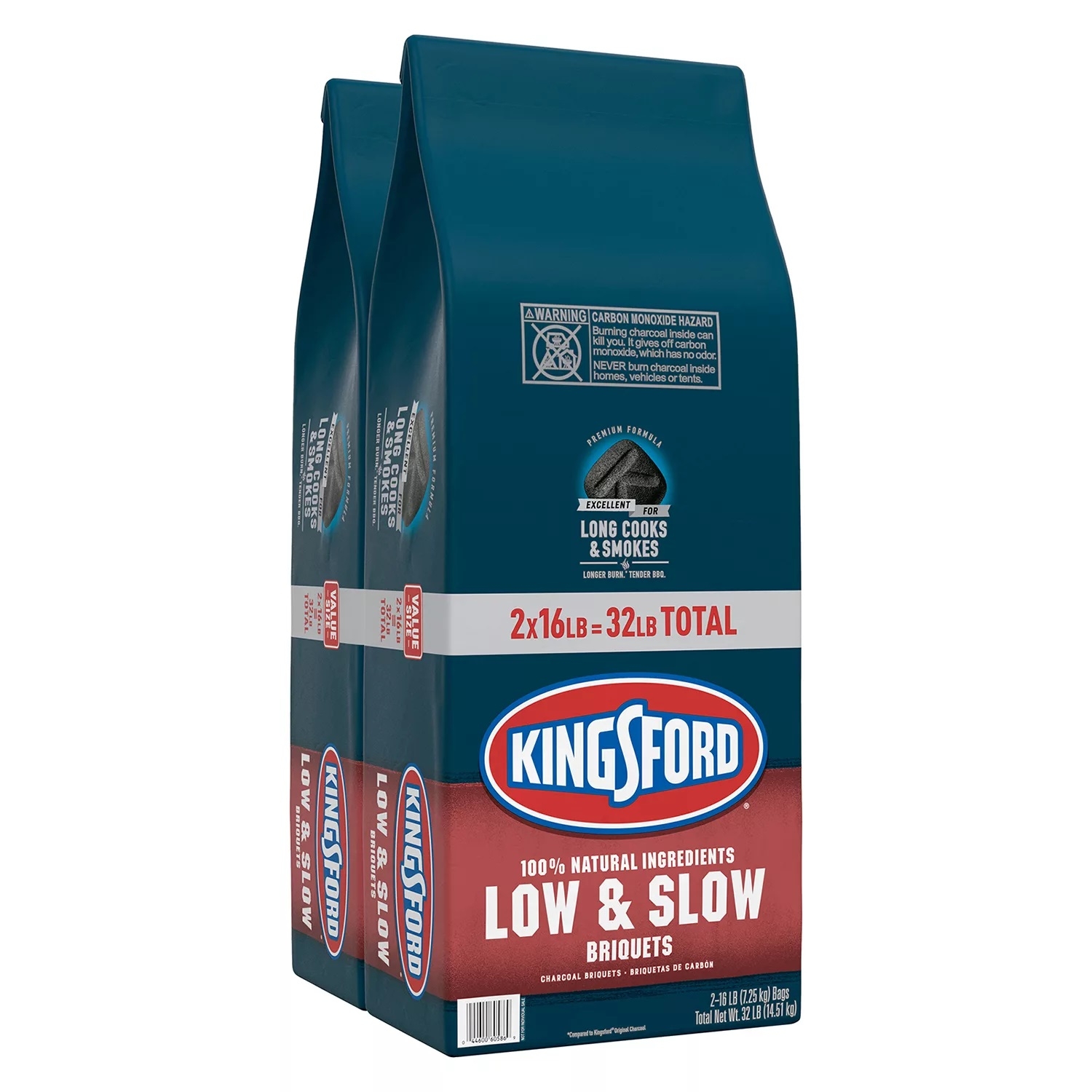 Kingsford Low & Slow Charcoal Briquettes, 16 Pound Bag (Pack Of 2)