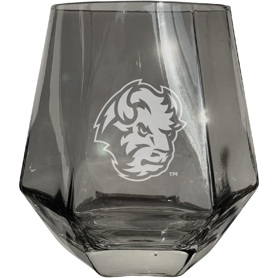 North Dakota State Bison 10 Oz Engraved Diamond Wine Glass - Clear, 2-Pack