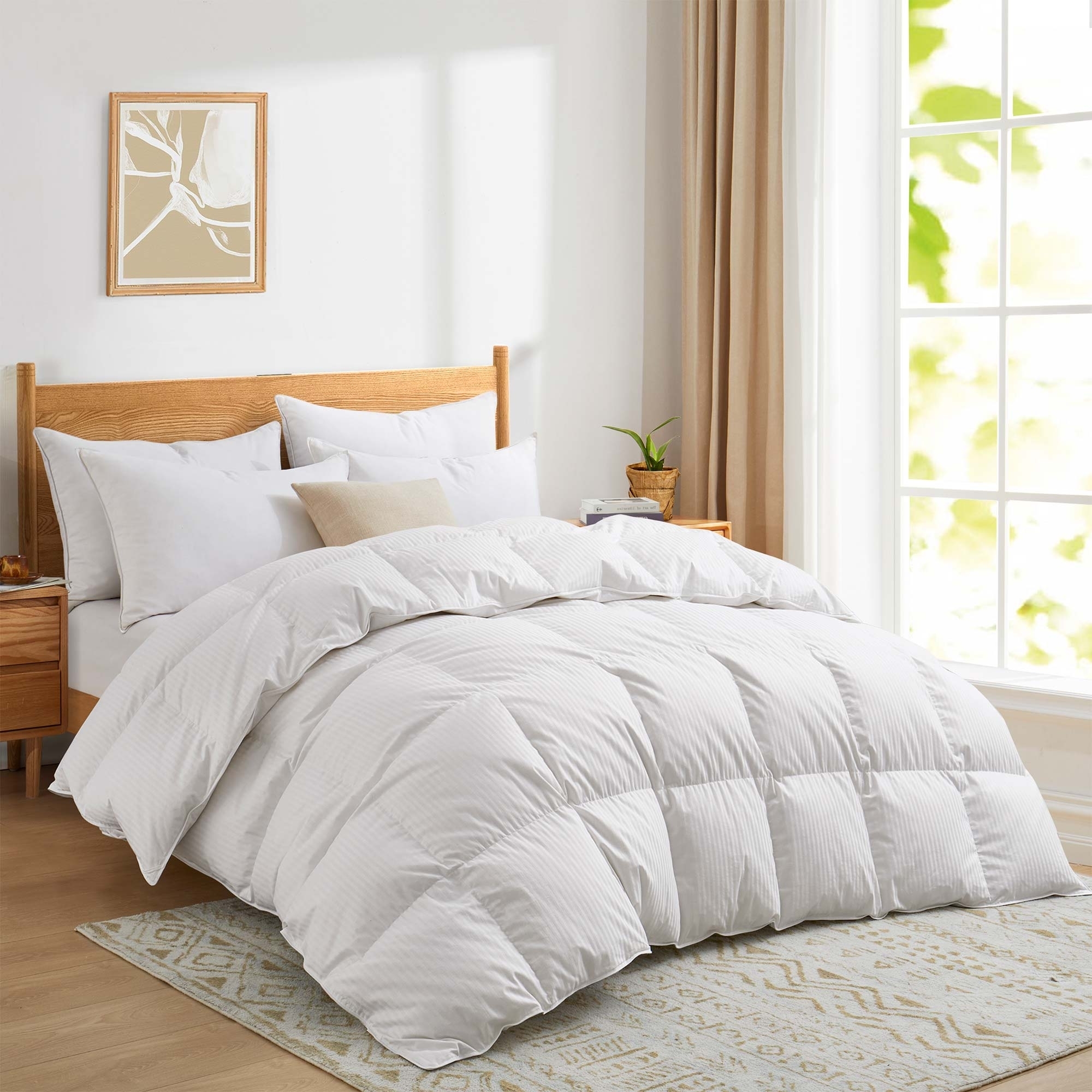 800 Fill Power Luxurious European White Down Comforter-Medium Weight Comforter For All Season Use - Full/Queen Size