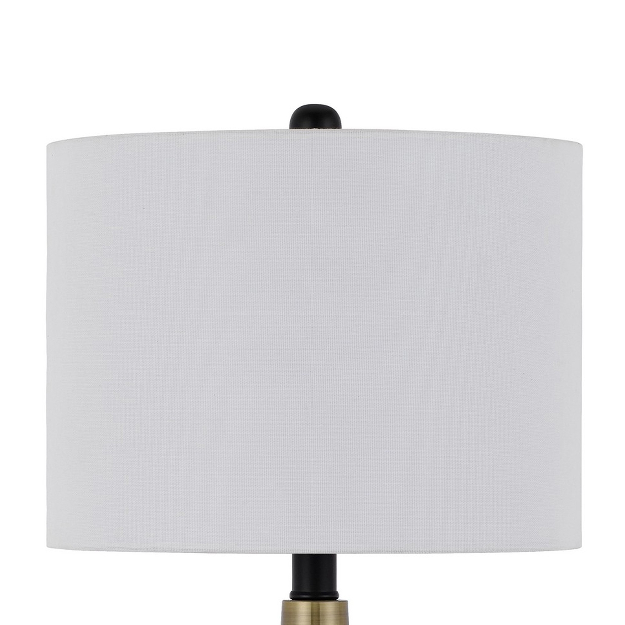 23 Inch Pear Shaped Table Lamp, Set Of 2, Fabric Cylinder Shade, Black, Gold- Saltoro Sherpi