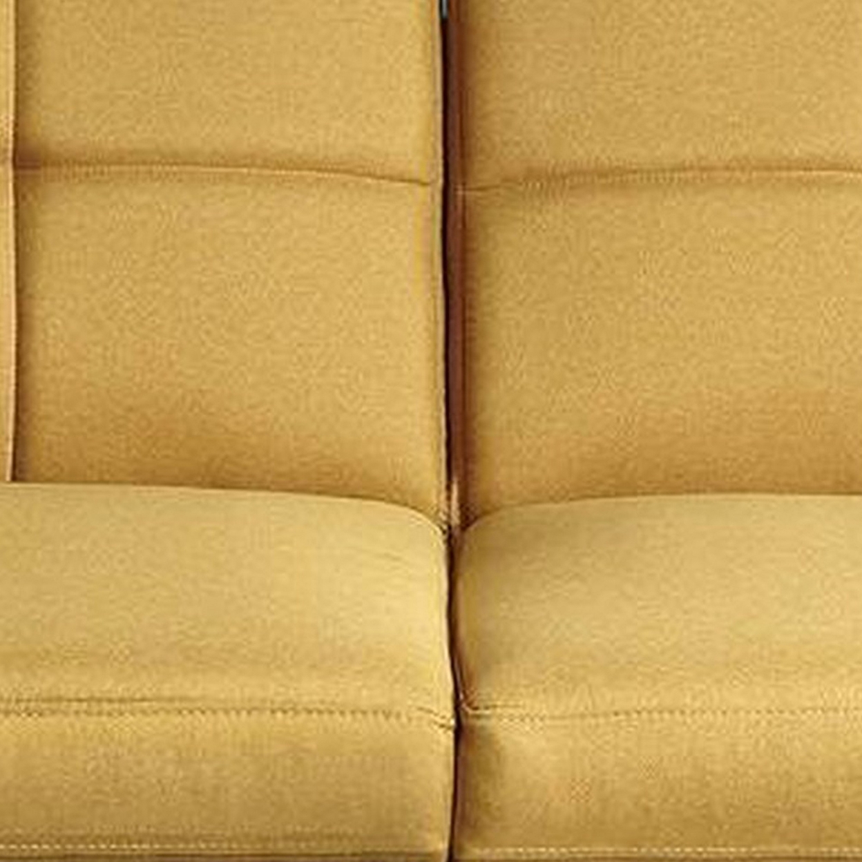 Gina 71 Inch Adjustable Futon Sofa Bed, Tufted, Tapered Legs, Mustard