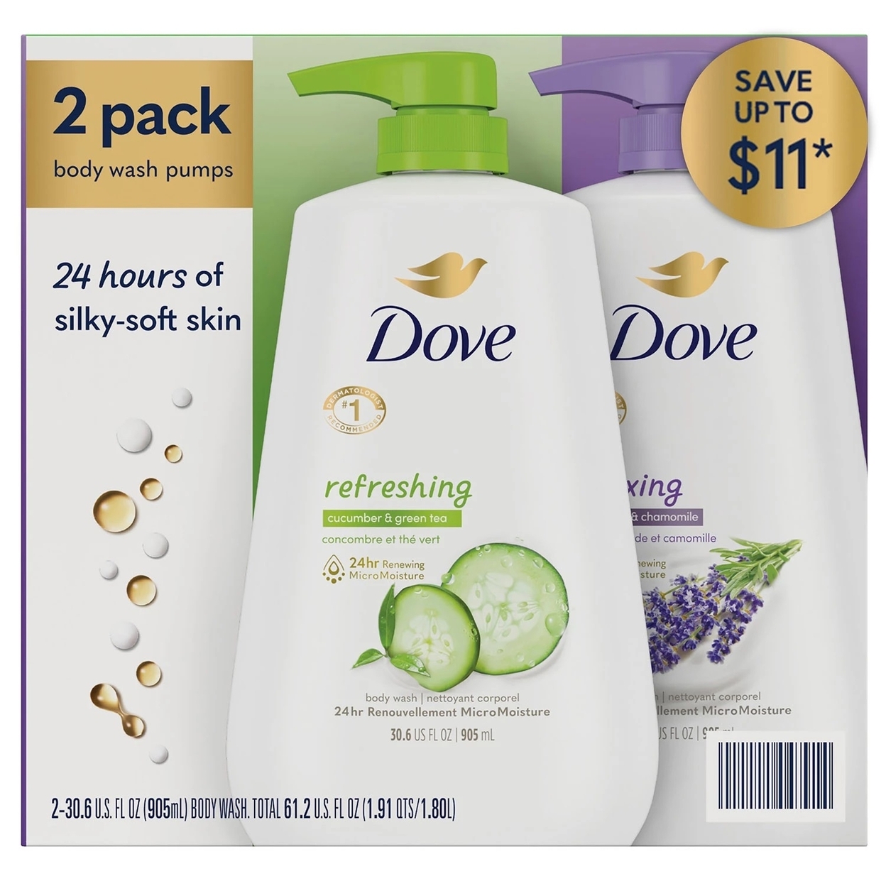 Dove Refresh & Relax Body Wash, 30.6 Fluid Ounce (Pack Of 2)