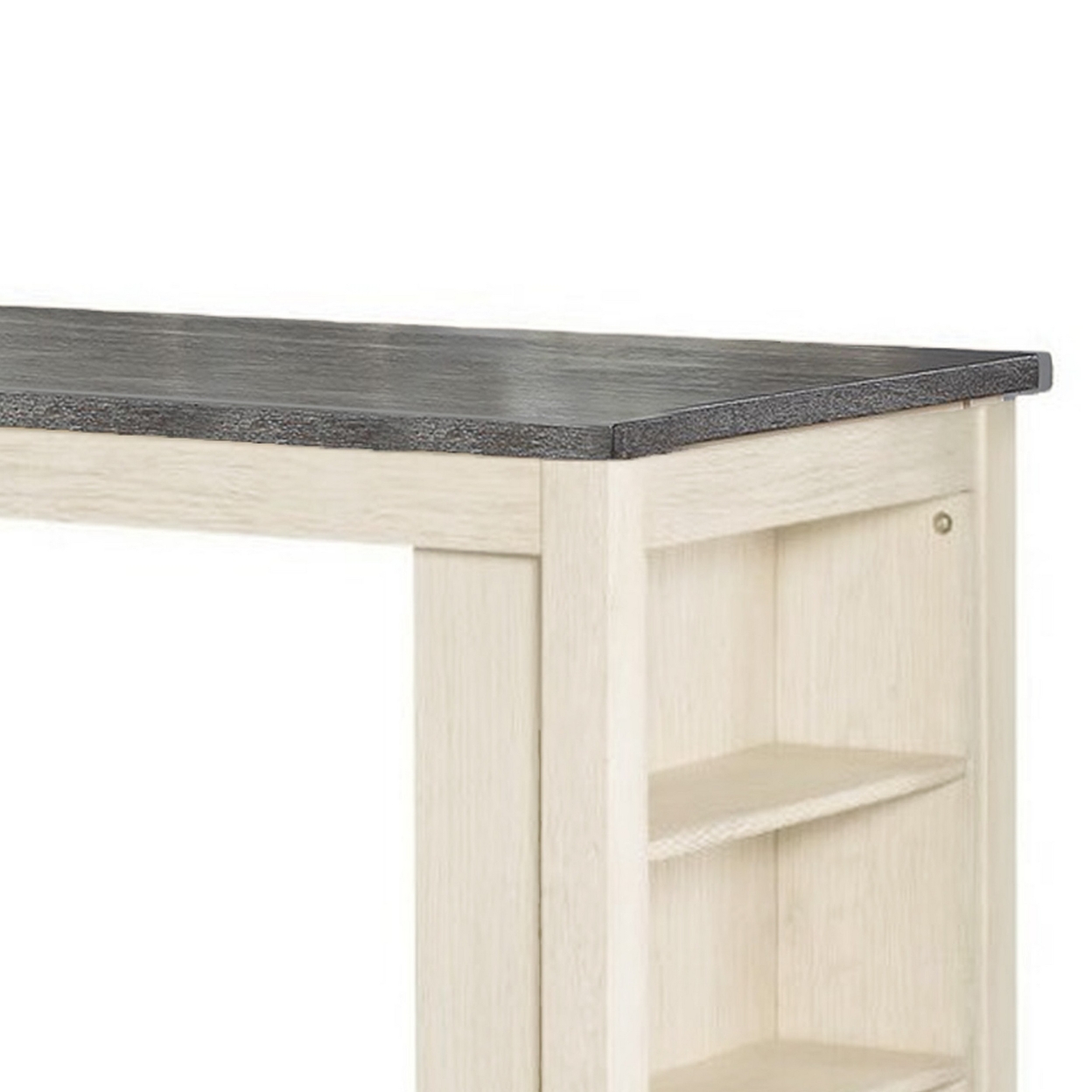 Joss 60 Inch Cottage Counter Height Table, 2 Tone Wood, Gray Top Cream Base- Saltoro Sherpi