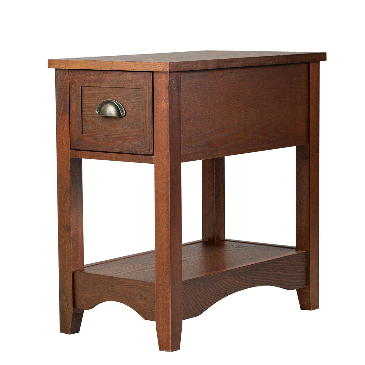Contemporary Chair Side End Table Compact Table W/ Drawer Nightstand Espresso/Tawny/Walnut - Walnut