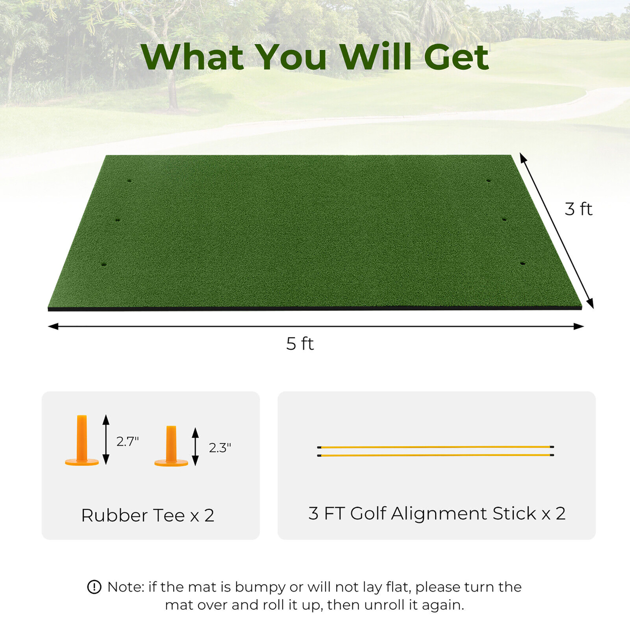 5 X 3 FT Golf Hitting Mat Artificial Indoor Outdoor Turf Golf Training Mat 25 Mm