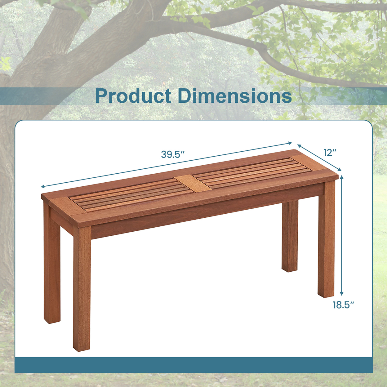 2 Pieces 2-Person Outdoor Bench Patio Bench W/ Slatted Seat Weather Resistant Solid Wood Frame