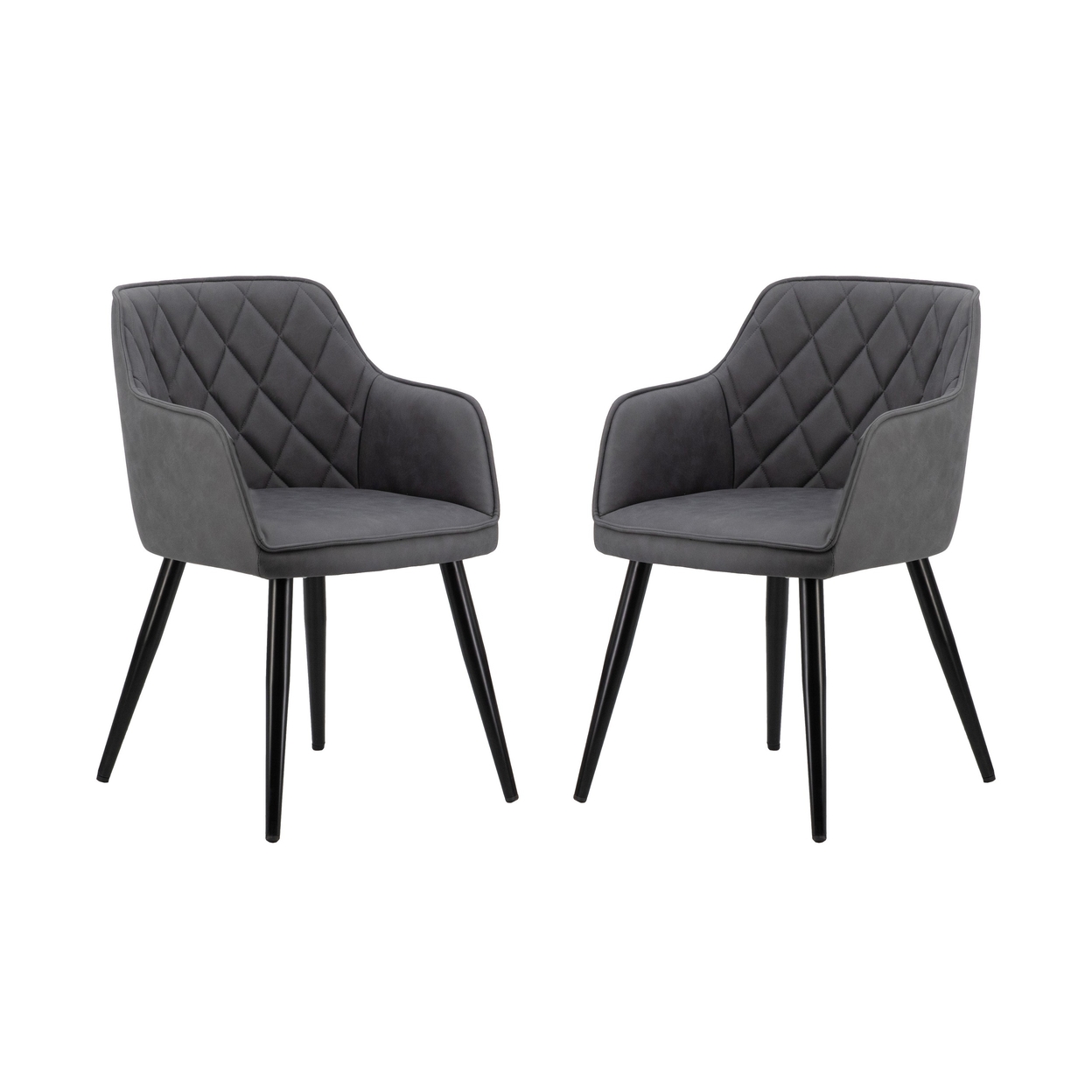 Erin 24 Inch Curved Dining Chair, Gray Fabric, Diamond Pattern Tufting- Saltoro Sherpi