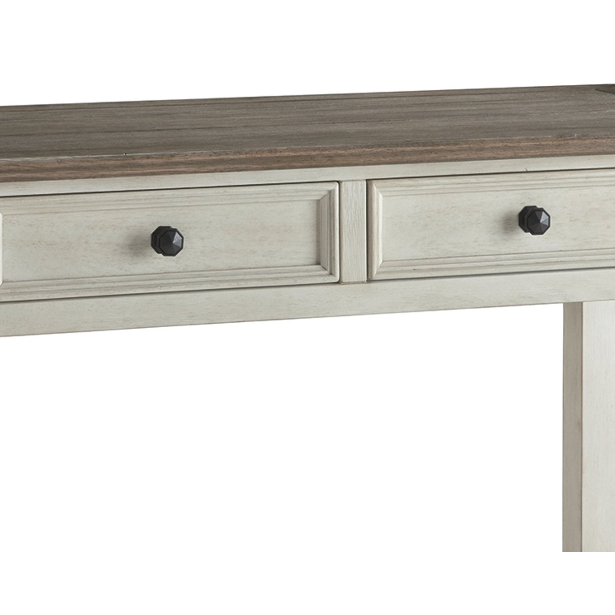 Sofa Table With Plank Style Top And 2 Gliding Drawers, Brown And White- Saltoro Sherpi
