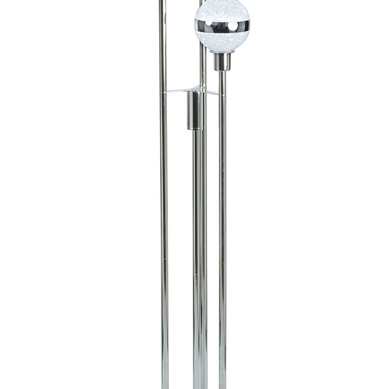 59 Inch Floor Lamp, Modern Accent Globe Glass Shade, Round Base, Nickel -Saltoro Sherpi
