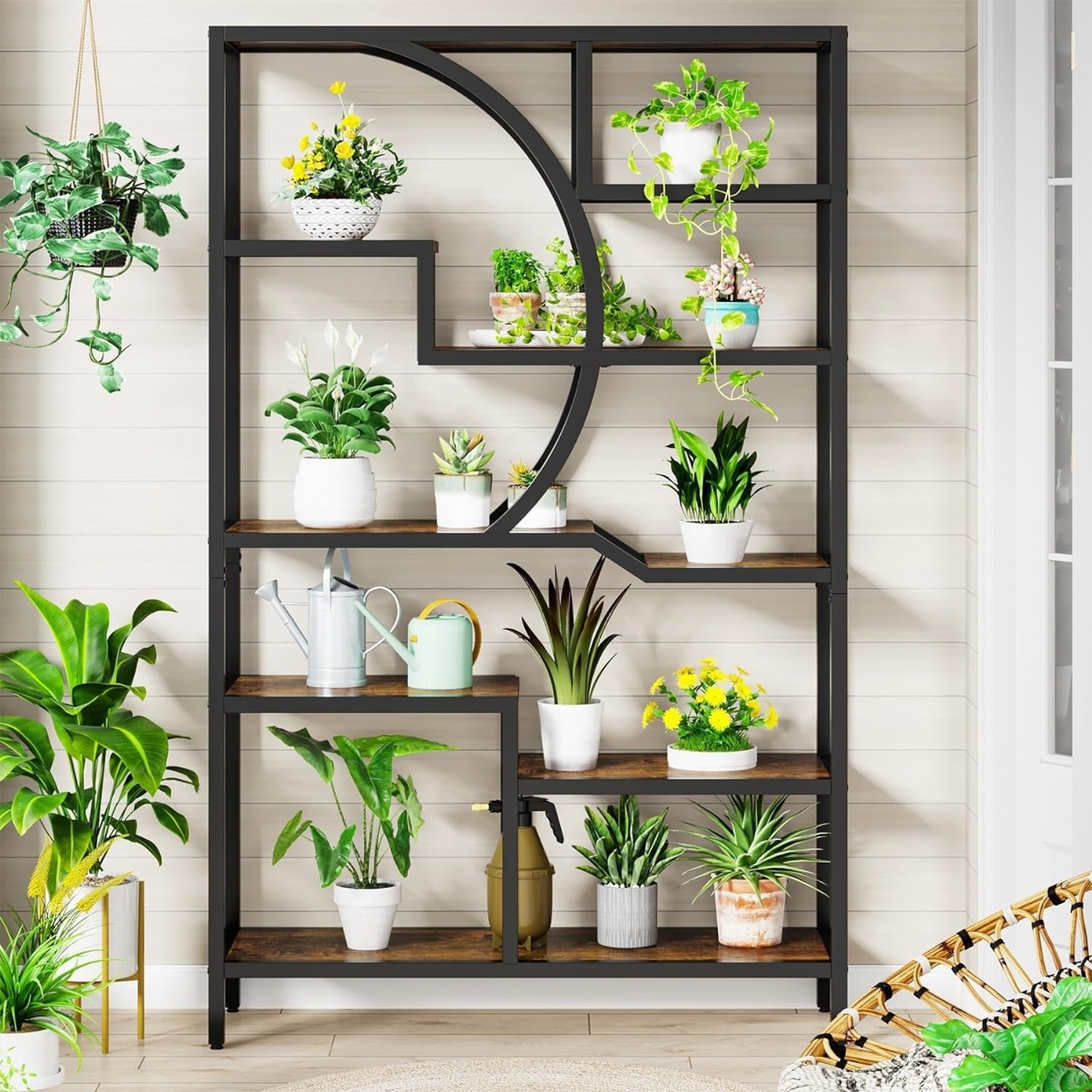 Tribesigns 69 Tall Bookshelf, Industrial 6-Tier Etagere Bookcase, Freestanding Open Storage Display Shelving Unit With 9 Open Shelves - 2pc