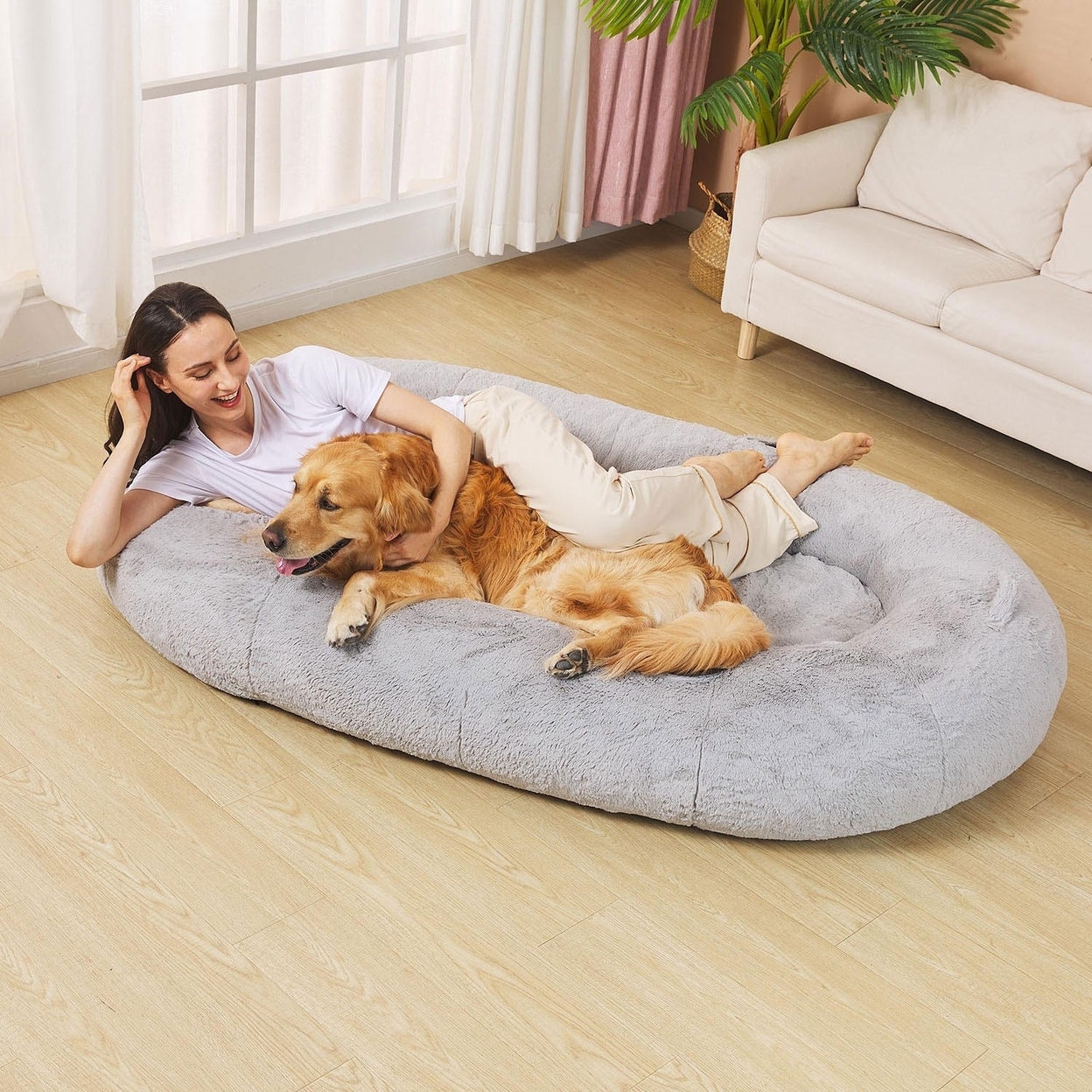 Fond + Found Large Cozy Plush Pet Bed For Humans, 68 X 38 X 10