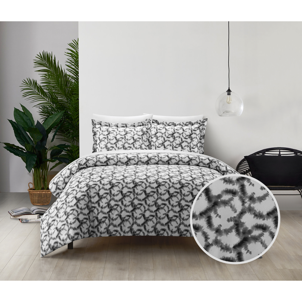 Khrissie 2 Or 3 Piece Duvet Cover Set Watercolor Overlapping Rings Pattern - Grey, Twin