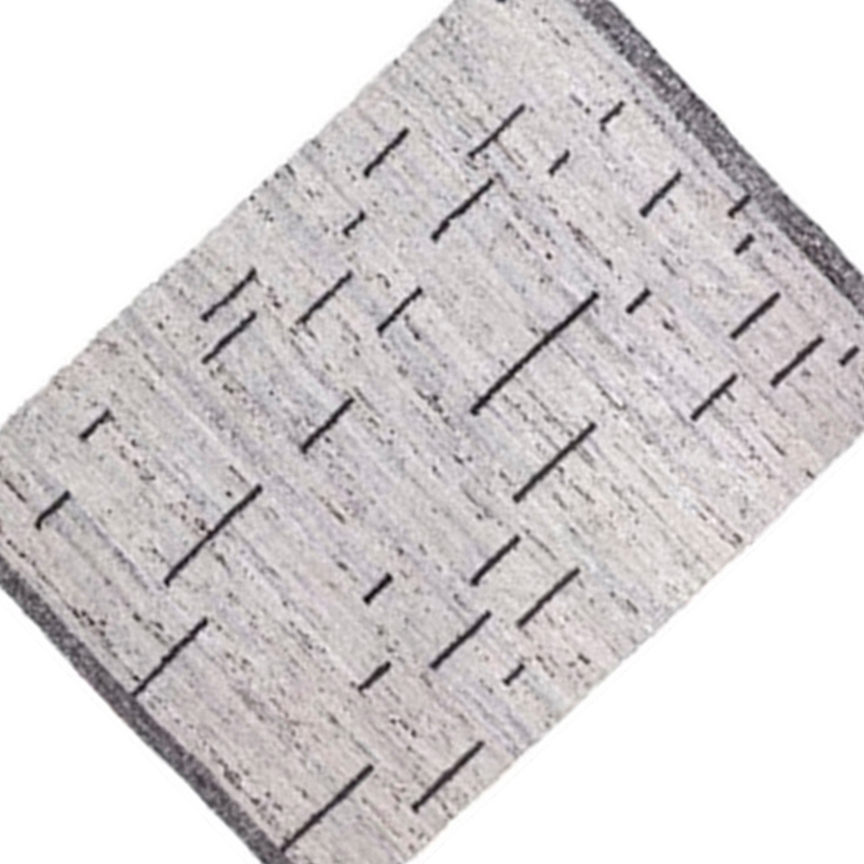 8 X 10 Modern Area Rug, Minimalist Line Pattern, Soft Fabric, Black, Cream- Saltoro Sherpi