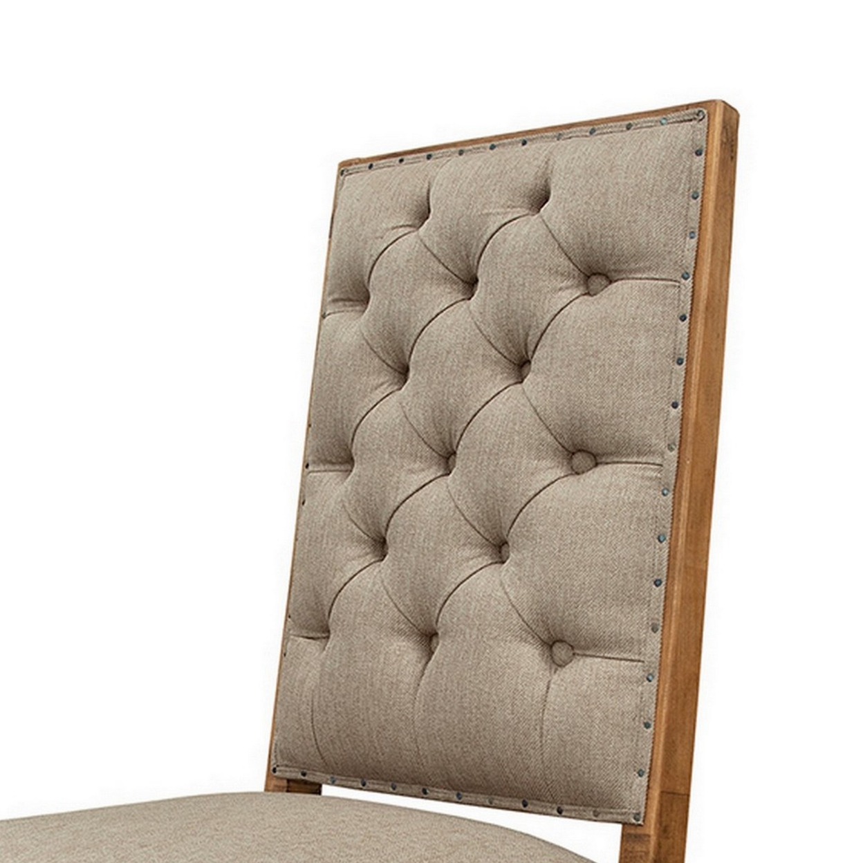 Ebb 24 Inch Upholstered Counter Stool, Tufted Back, Pine Wood, Light Brown- Saltoro Sherpi