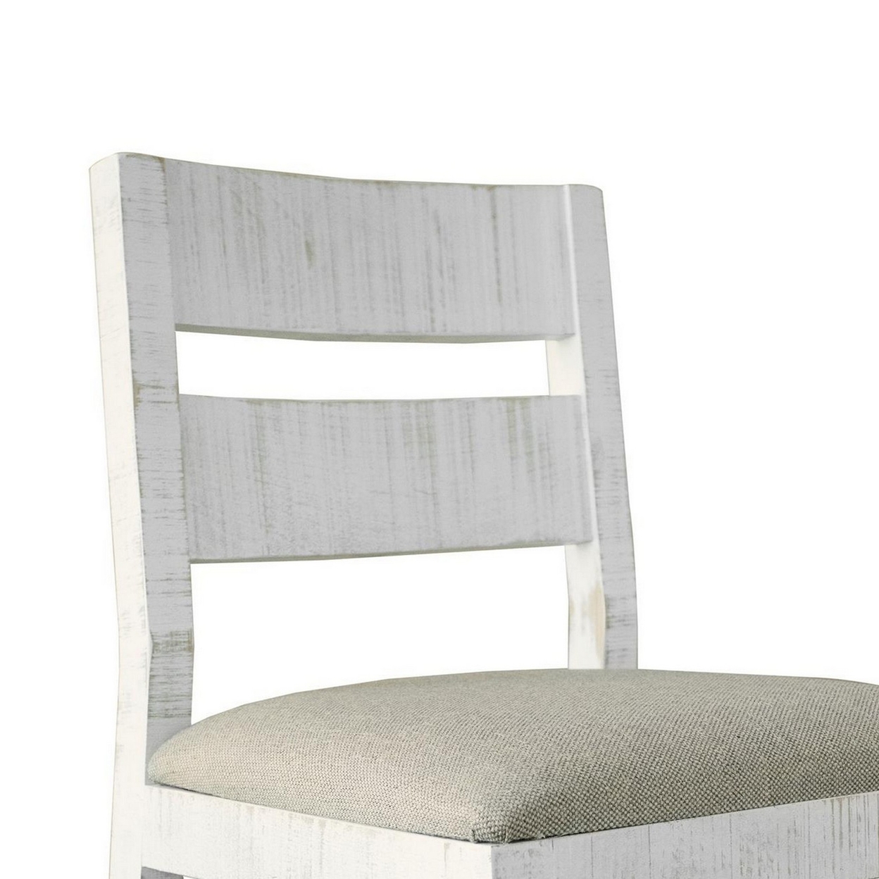 Ata 24 Inch Wood Counter Stool, Set Of 2, Cushioned Seat, Pine Wood, White- Saltoro Sherpi
