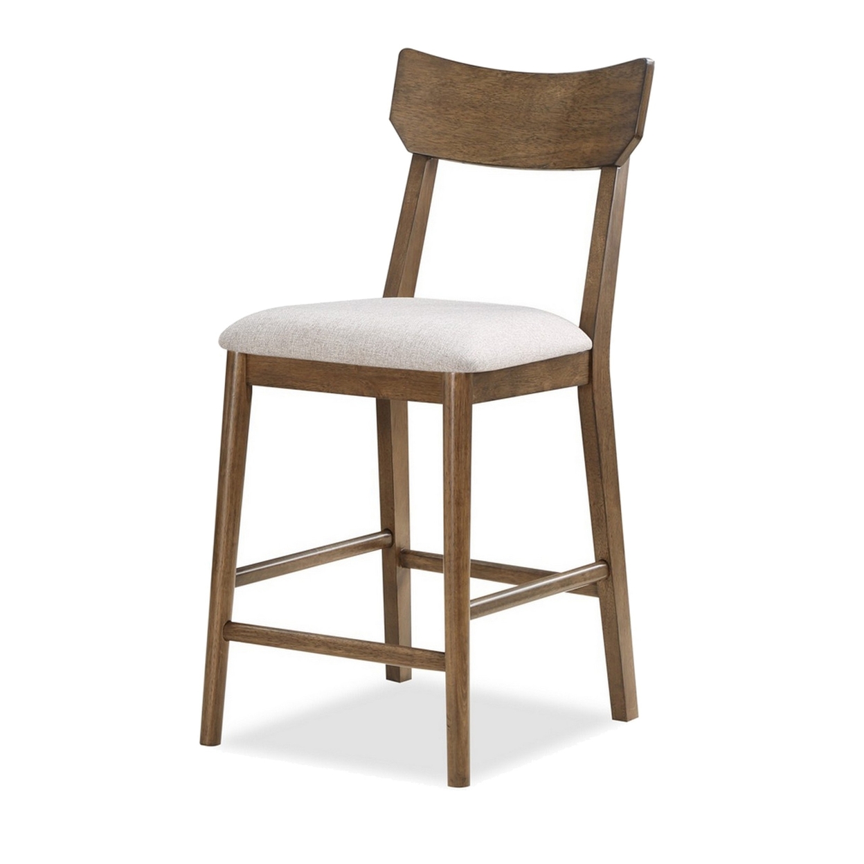 24 Inch Counter Height Chair, Set Of 2, Seat Cushions, Beige Fabric, Brown- Saltoro Sherpi