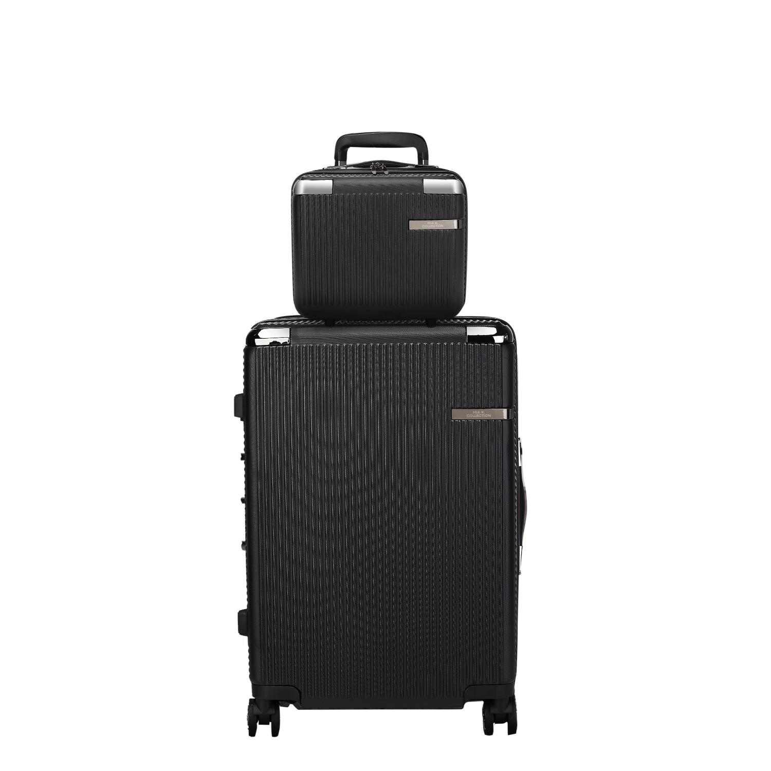 MKF Collection Tulum 2 Piece Luggage Set With Spinner Wheels And Expandable Handles By Mia K. - Black