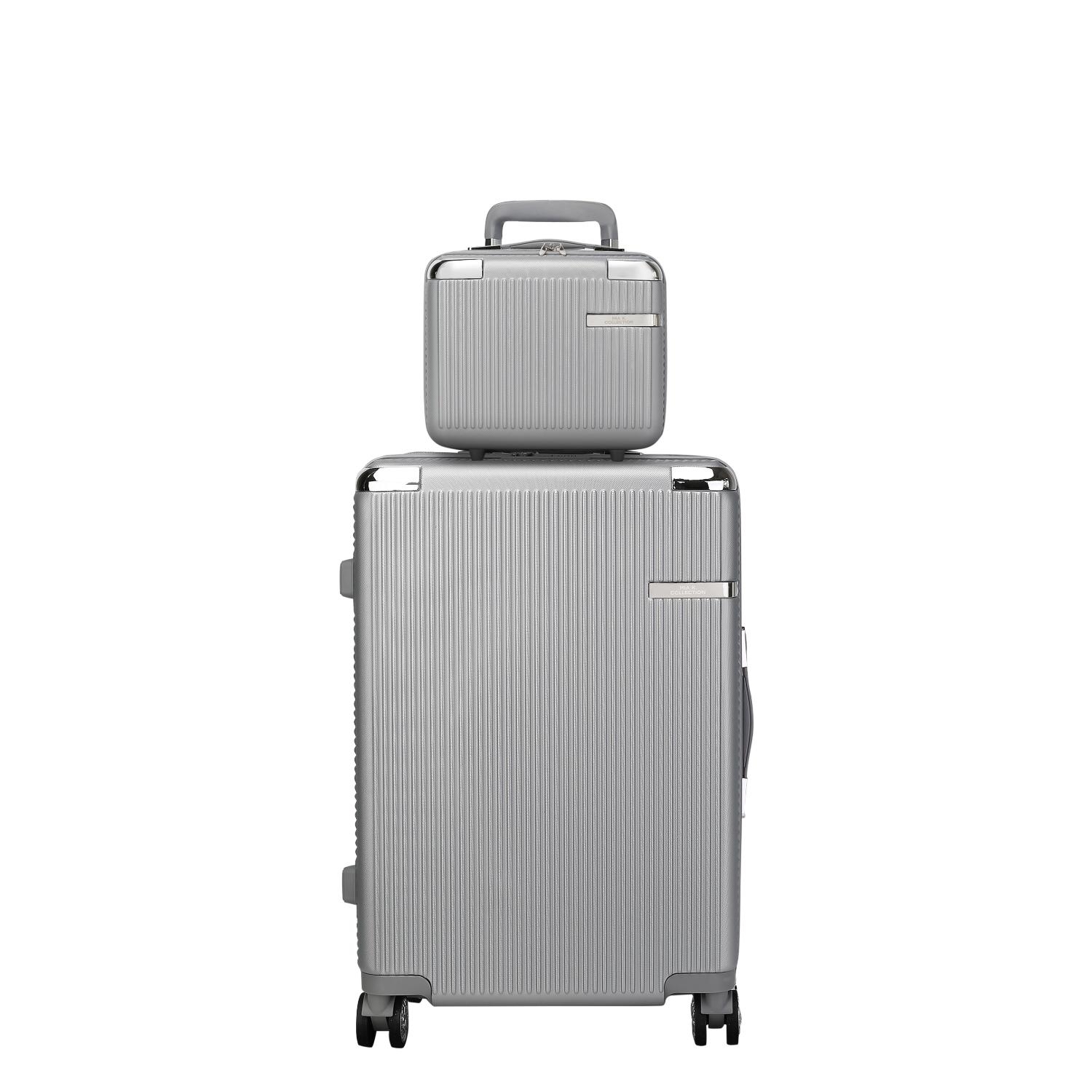 MKF Collection Tulum 2 Piece Luggage Set With Spinner Wheels And Expandable Handles By Mia K. - Silver