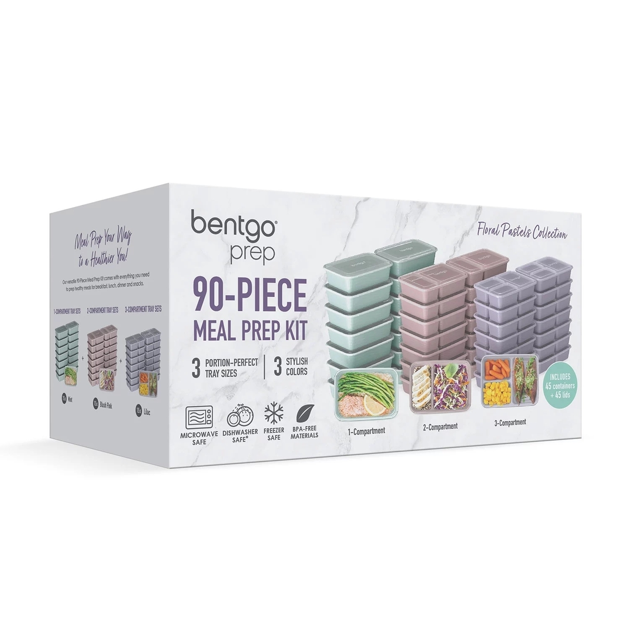 Bentgo 90 Piece Meal Prep Set (Floral Pastels)