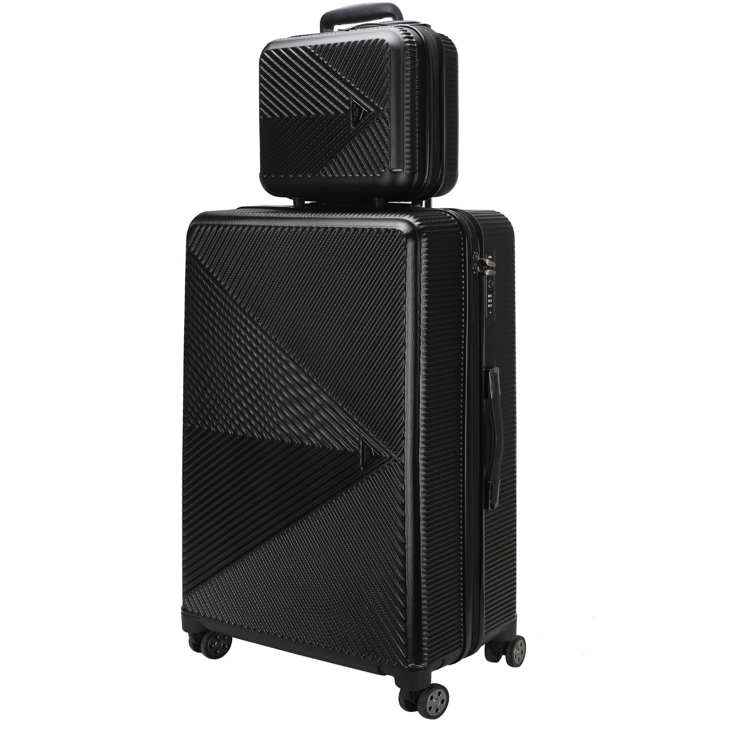 MKF Collection Felicity Carry-on Hardside Spinner And Cosmetic Case Set - 2 Pieces By Mia K. - Black