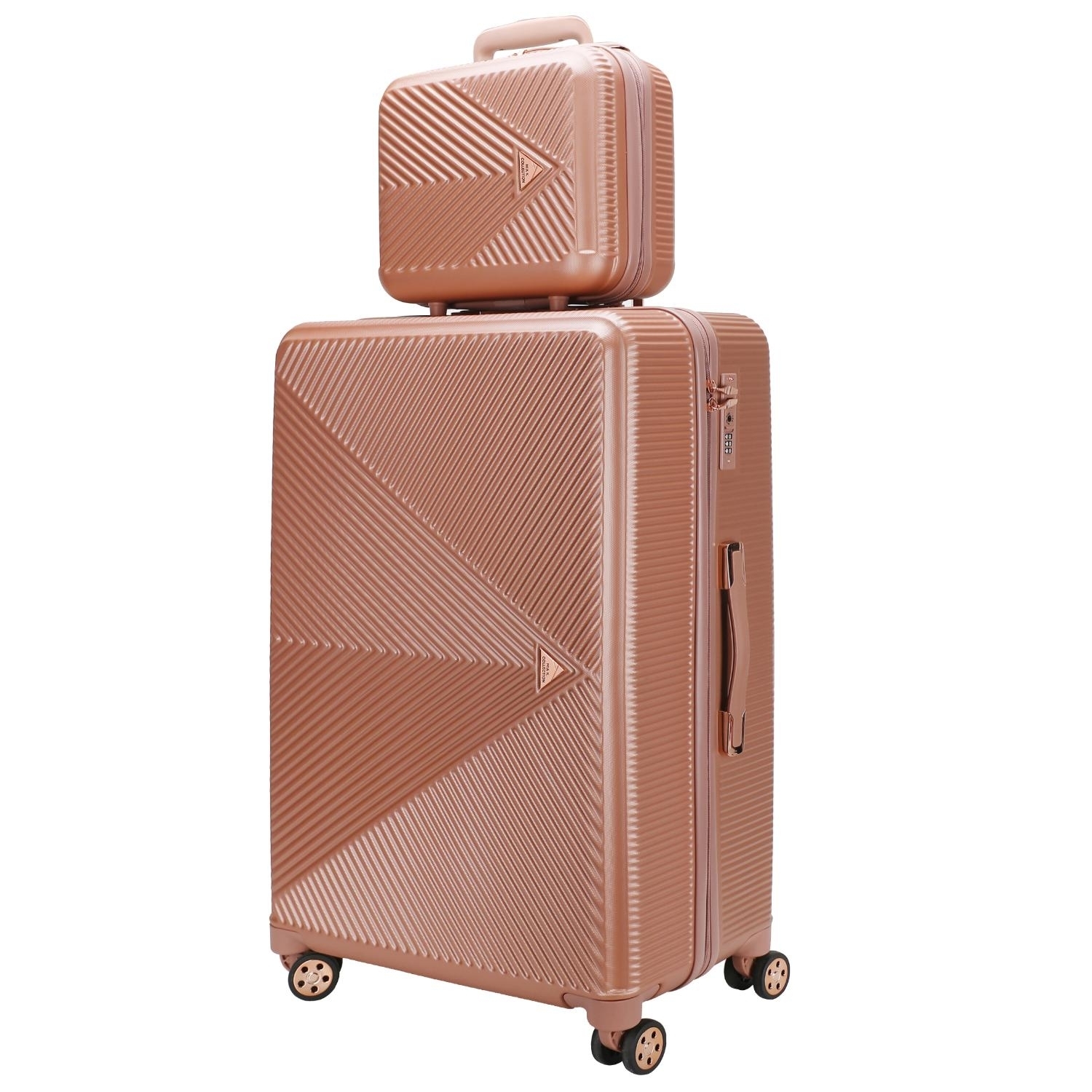 MKF Collection Felicity Carry-on Hardside Spinner And Cosmetic Case Set - 2 Pieces By Mia K. - Rose Gold