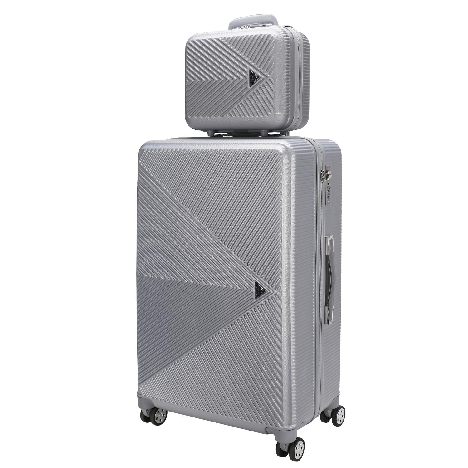 MKF Collection Felicity Carry-on Hardside Spinner And Cosmetic Case Set - 2 Pieces By Mia K. - Silver