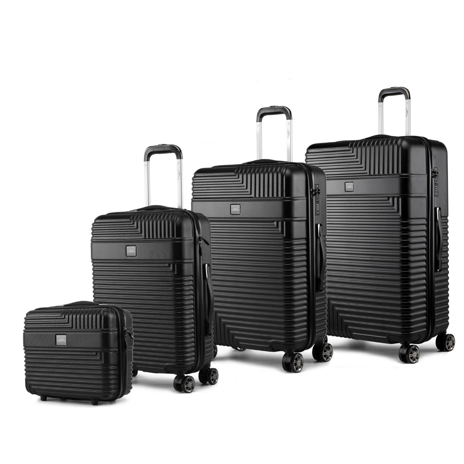 MKF Collection Mykonos Luggage Set- Extra Large Check-in, Large Check-in, Medium Carry-on, And Small Cosmetic Case 4 Pieces By Mia K - Black