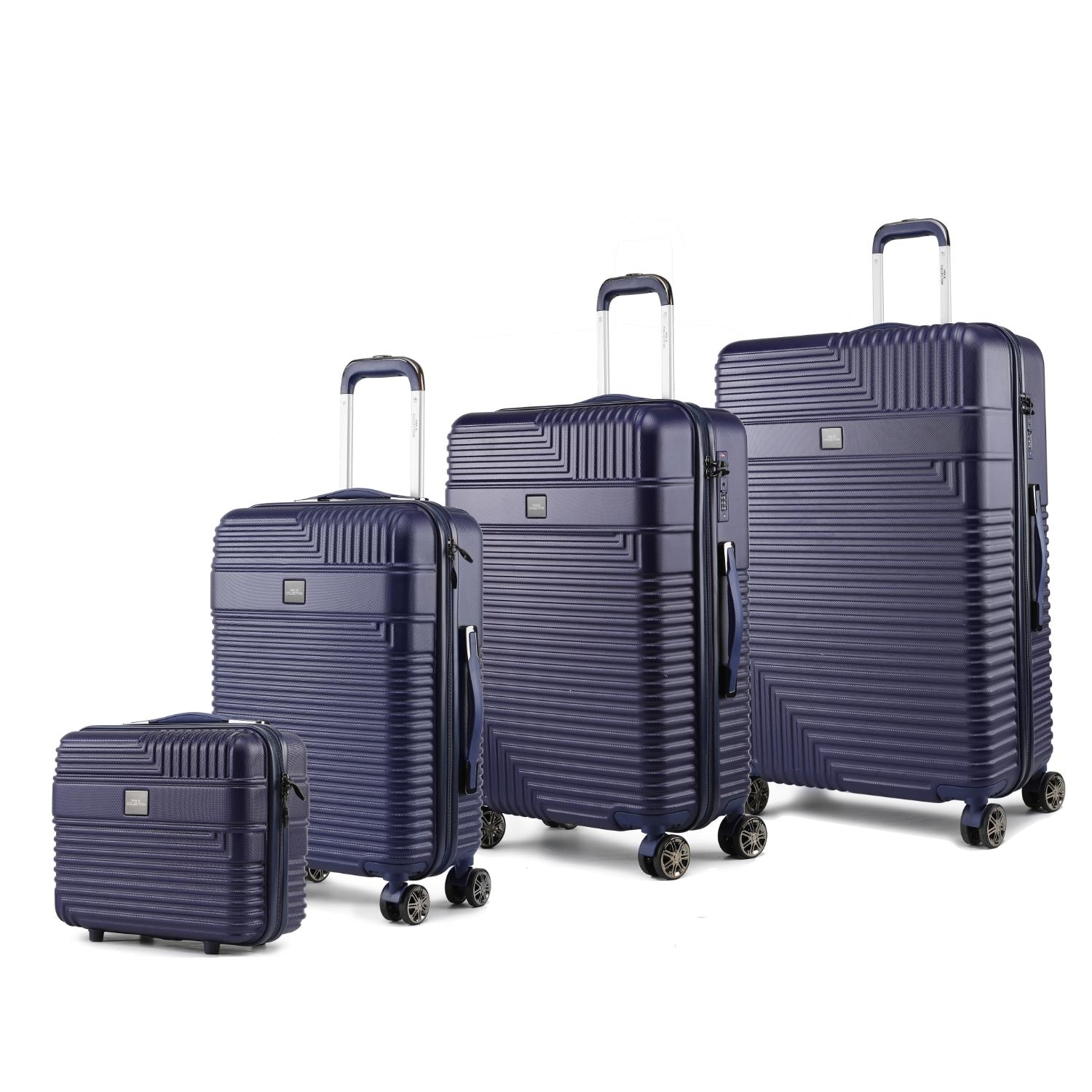 MKF Collection Mykonos Luggage Set- Extra Large Check-in, Large Check-in, Medium Carry-on, And Small Cosmetic Case 4 Pieces By Mia K - Navy