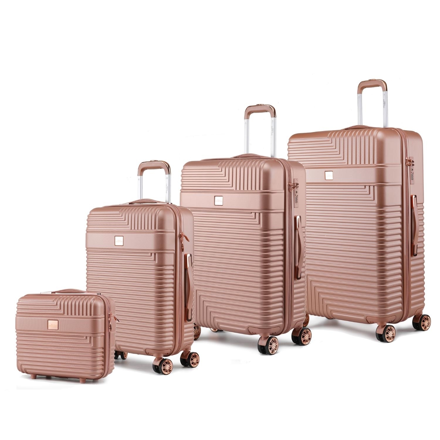 MKF Collection Mykonos Luggage Set- Extra Large Check-in, Large Check-in, Medium Carry-on, And Small Cosmetic Case 4 Pieces By Mia K - Rose