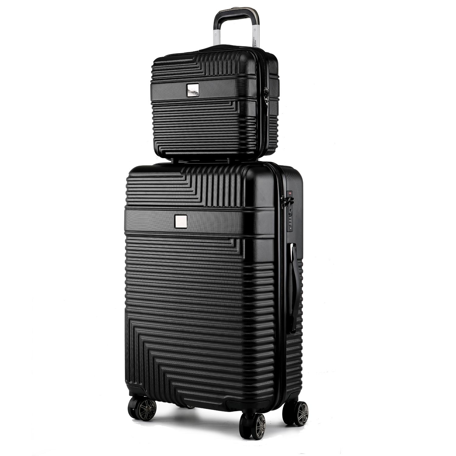MKF Collection Mykonos Luggage Set With A Medium Carry-on And Small Cosmetic Case 2 Pieces By Mia K - Black