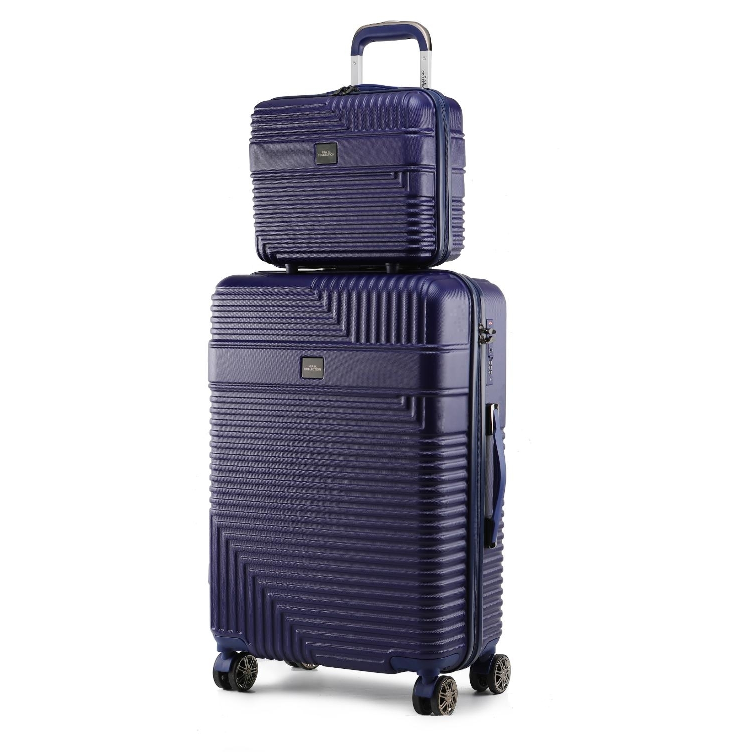 MKF Collection Mykonos Luggage Set With A Medium Carry-on And Small Cosmetic Case 2 Pieces By Mia K - Navy