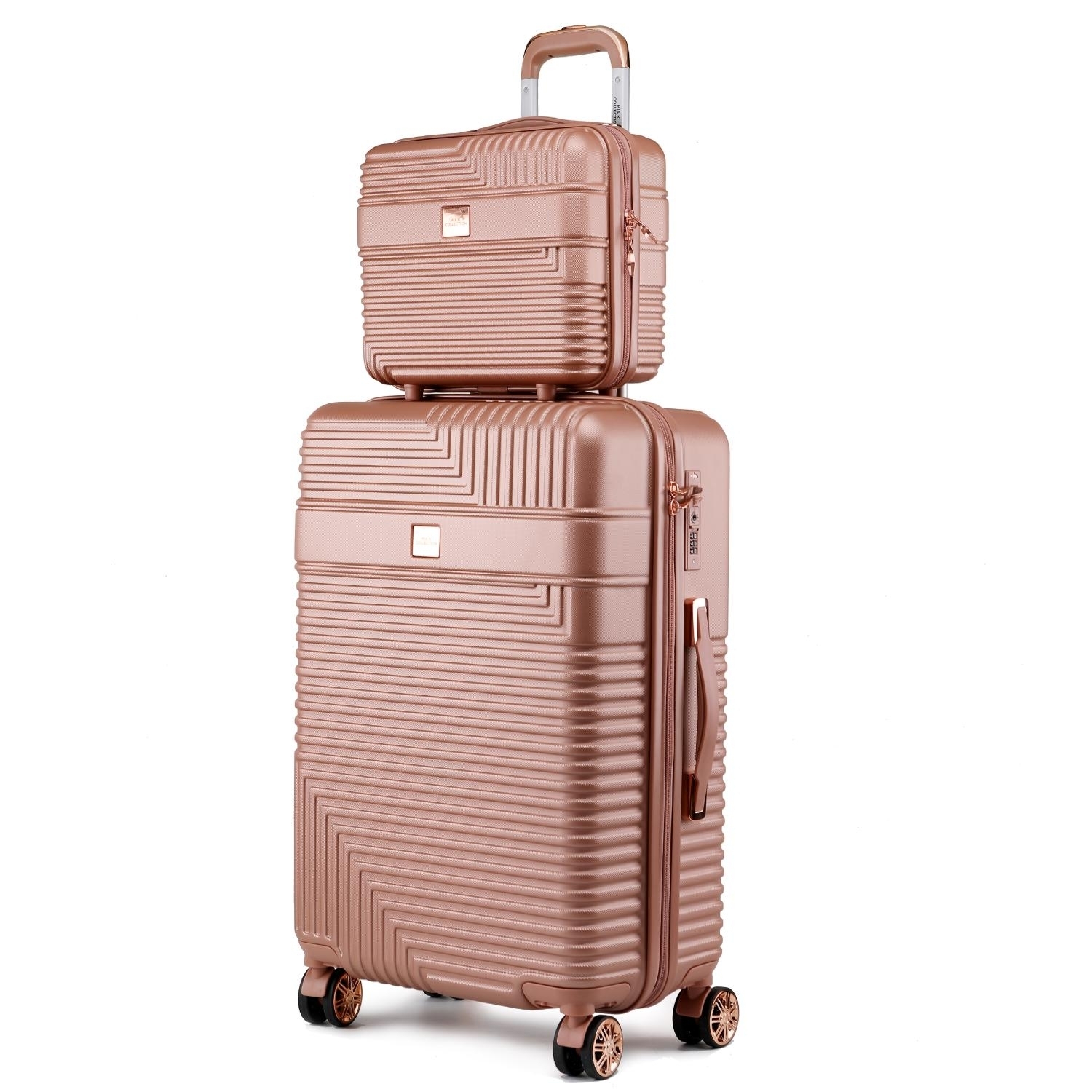 MKF Collection Mykonos Luggage Set With A Medium Carry-on And Small Cosmetic Case 2 Pieces By Mia K - Rose Gold