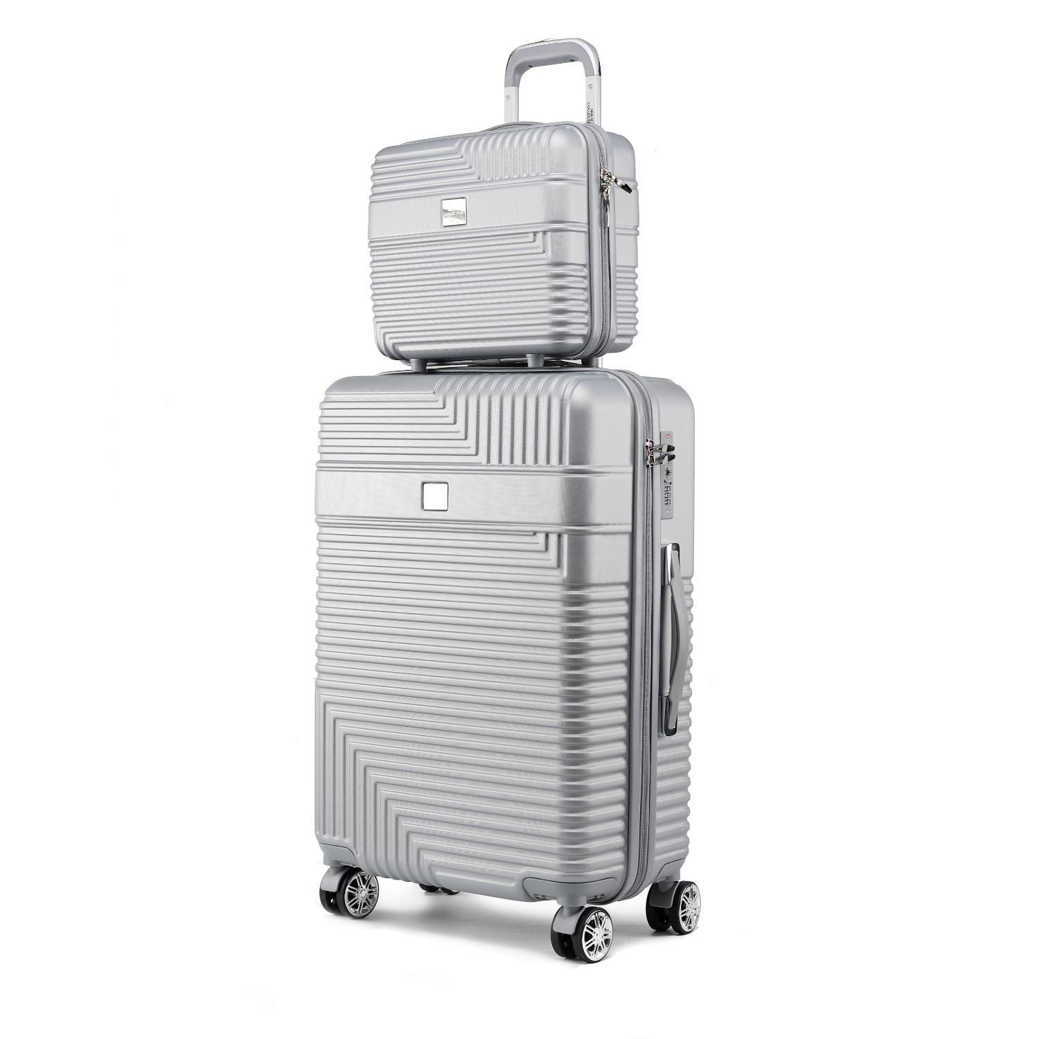 MKF Collection Mykonos Luggage Set With A Medium Carry-on And Small Cosmetic Case 2 Pieces By Mia K - Silver