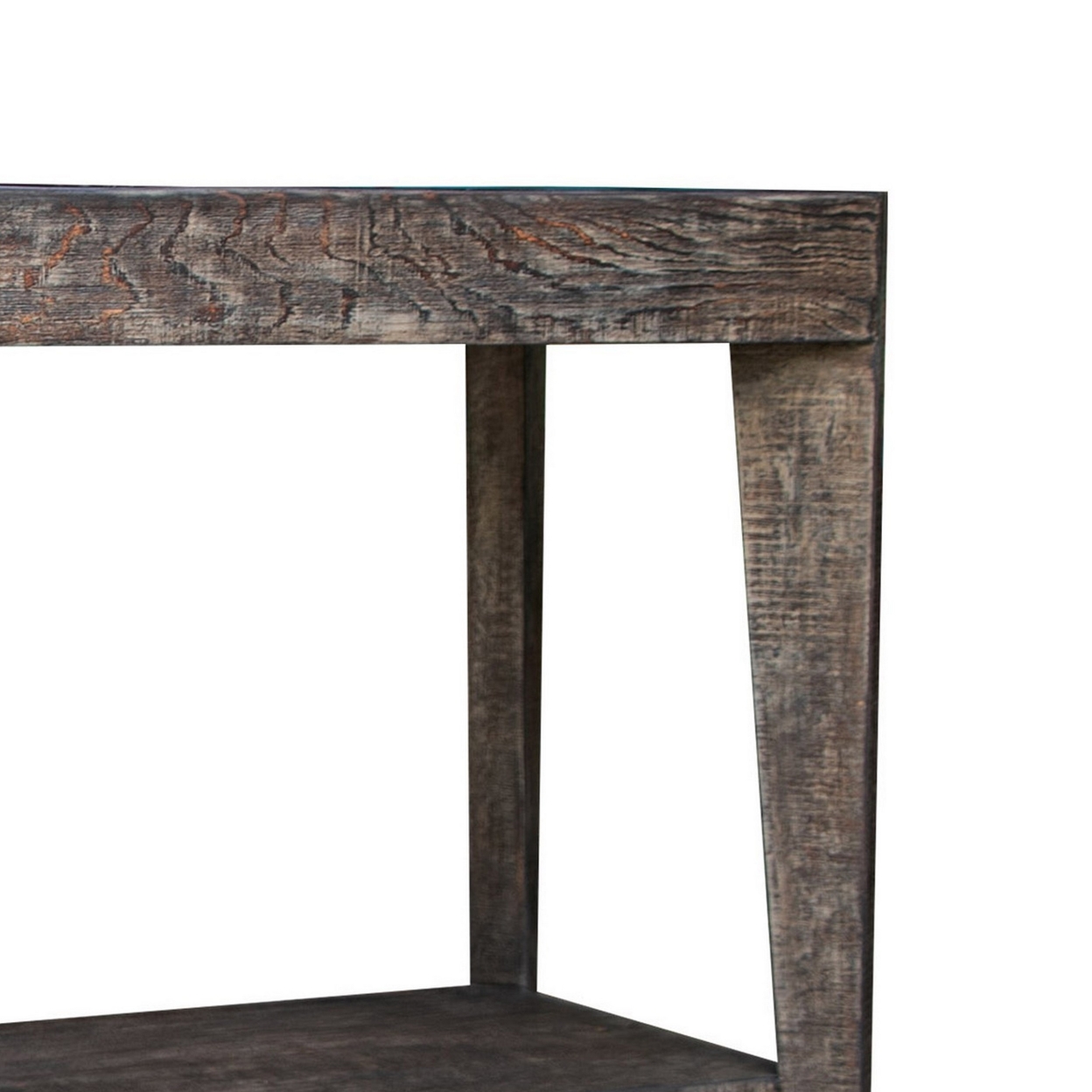 Noa 50 Inch Sofa Console Table, Solid Pine Wood, Distressed Brown, 1 Shelf- Saltoro Sherpi
