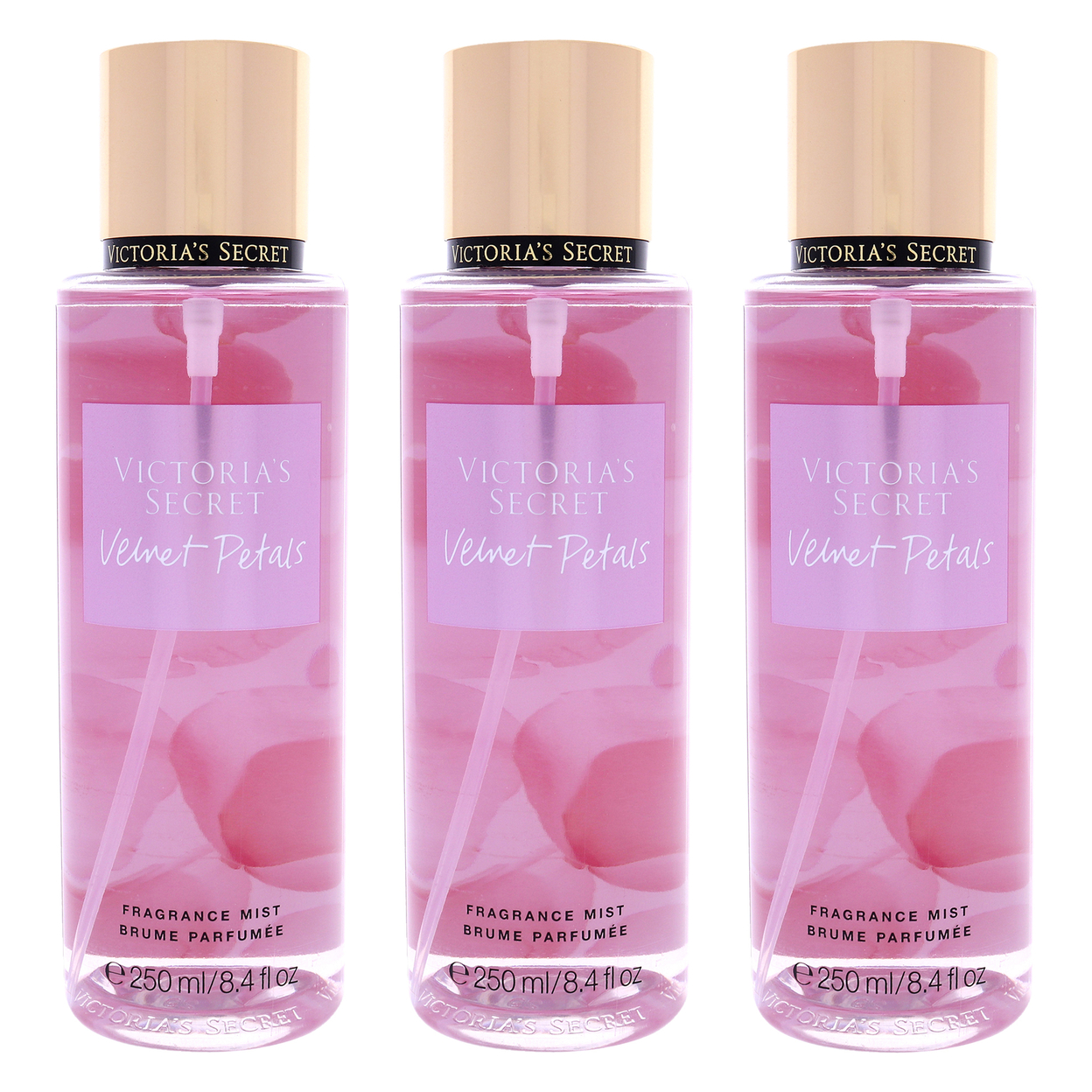 Victoria's Secret Velvet Petals - Pack Of 3 Fragrance Mist 8.4 Oz