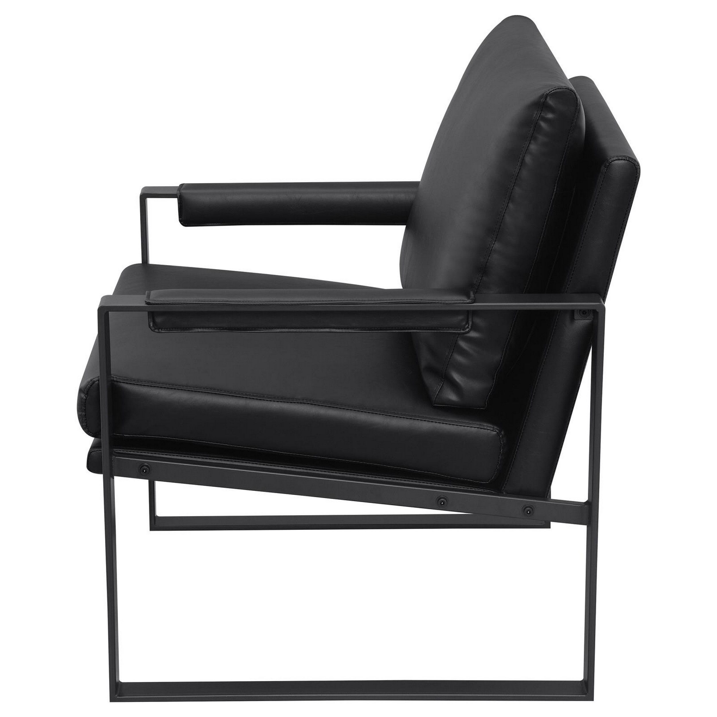 Rosy 28 Inch Accent Armchair, Vegan Faux Leather, Black And Charcoal Finish -Saltoro Sherpi