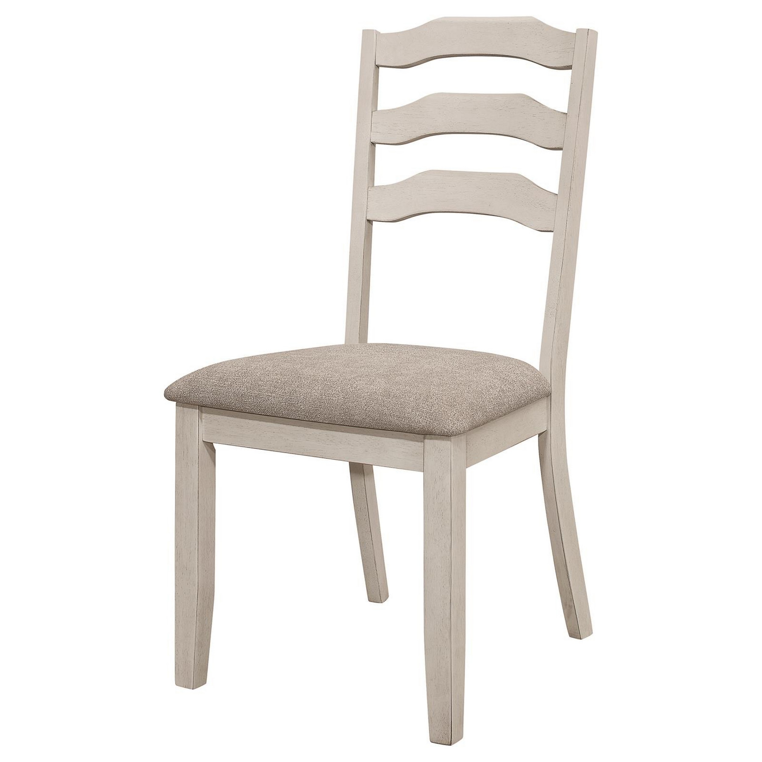 Rina 24 Inch Dining Chair, Set Of 2, Ladderback, Cream, Asian Hardwood -Saltoro Sherpi