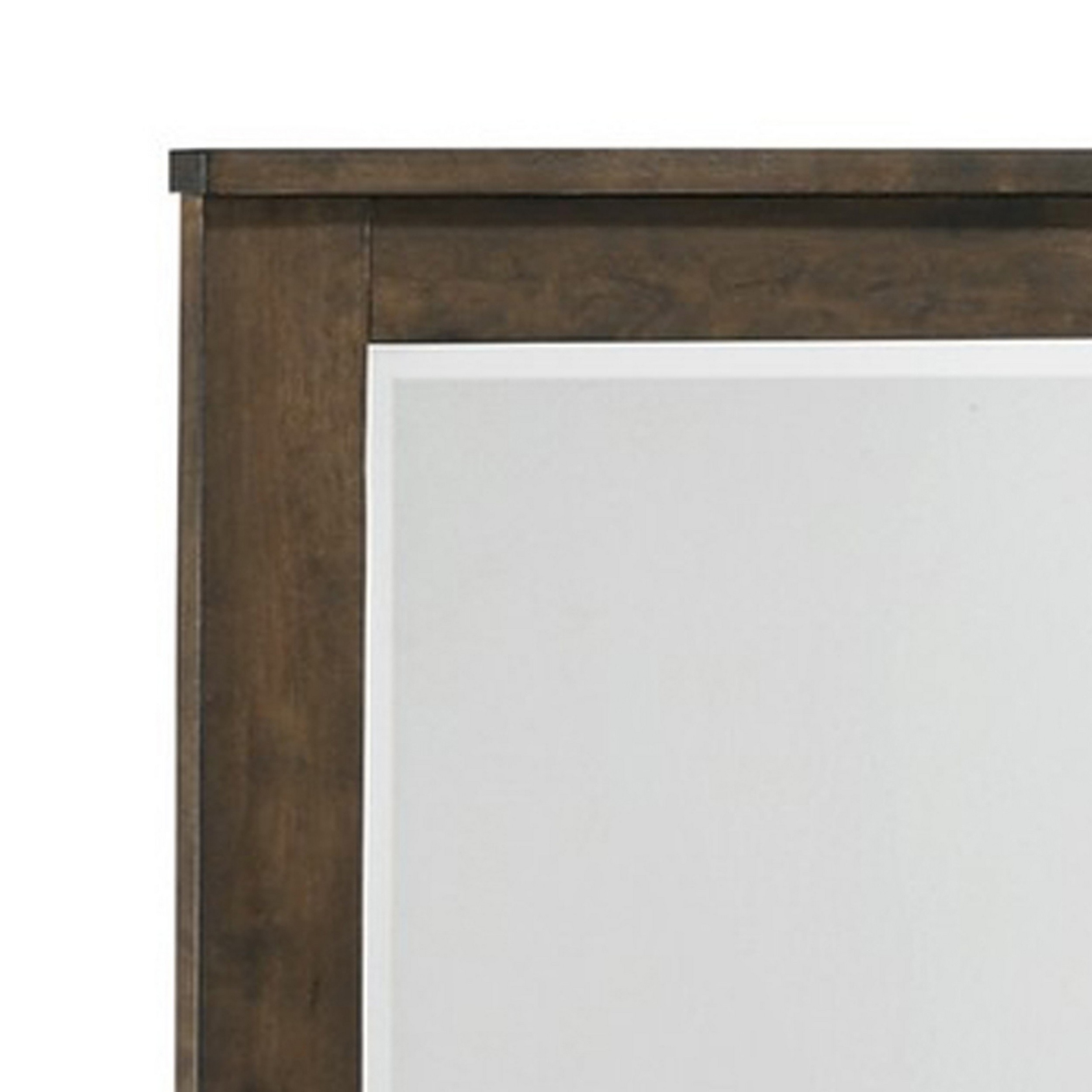 Bora 34 X 46 Dresser Mirror, Square, Solid Reclaimed Wood, Rustic Gray -Saltoro Sherpi