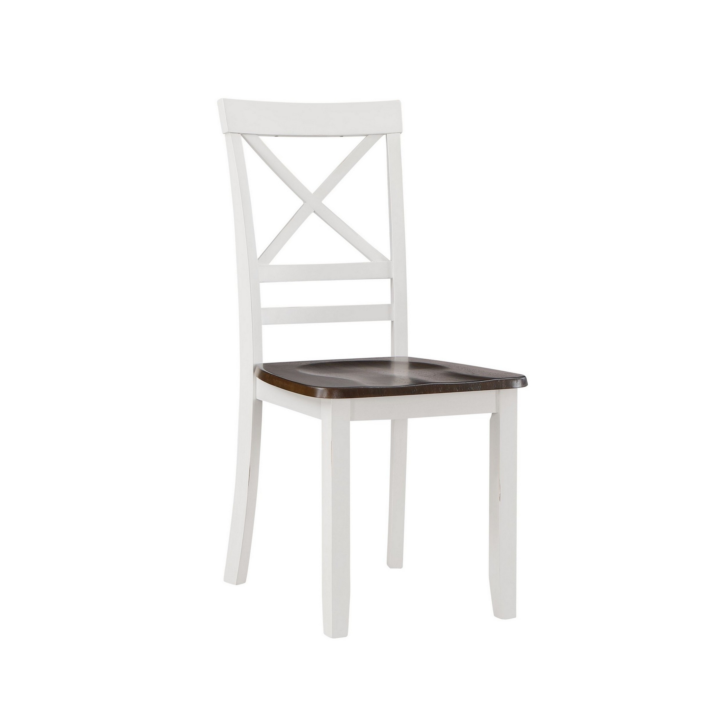 Dera 21 Inch Dining Chair Set Of 2, Crossed Back, White Rubberwood Frame -Saltoro Sherpi