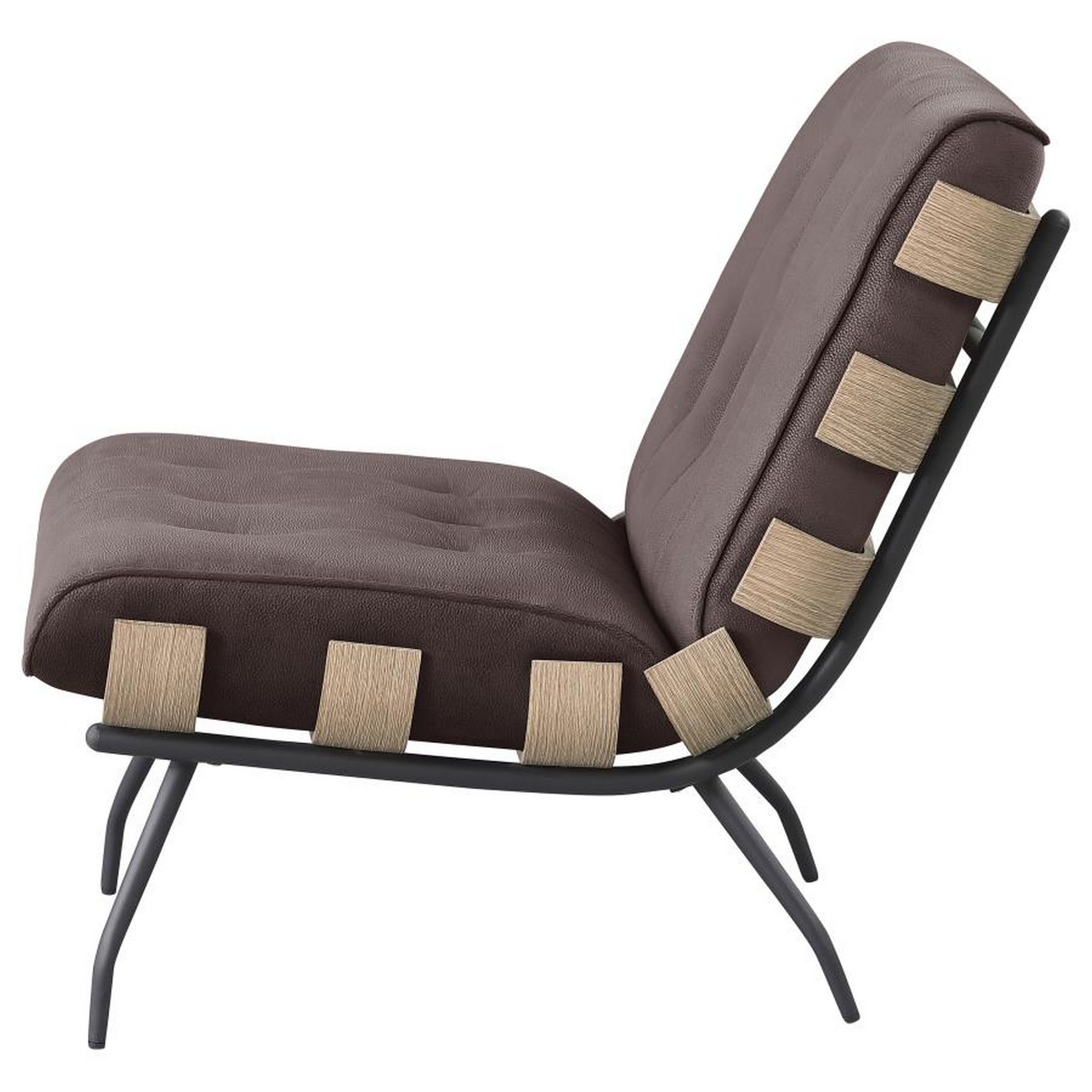 Nain 35 Inch Accent Chair, Oversized Cushion Tufted Back, Dark Brown -Saltoro Sherpi