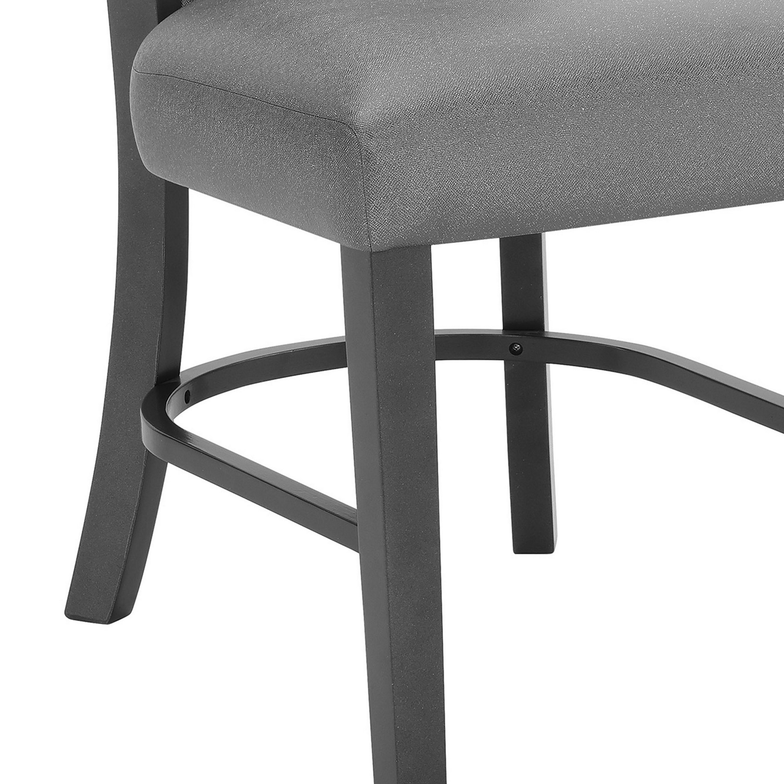Brandon 24 Inch Side Chair Set Of 2, Gray Fabric Upholstery, Curved Back -Saltoro Sherpi