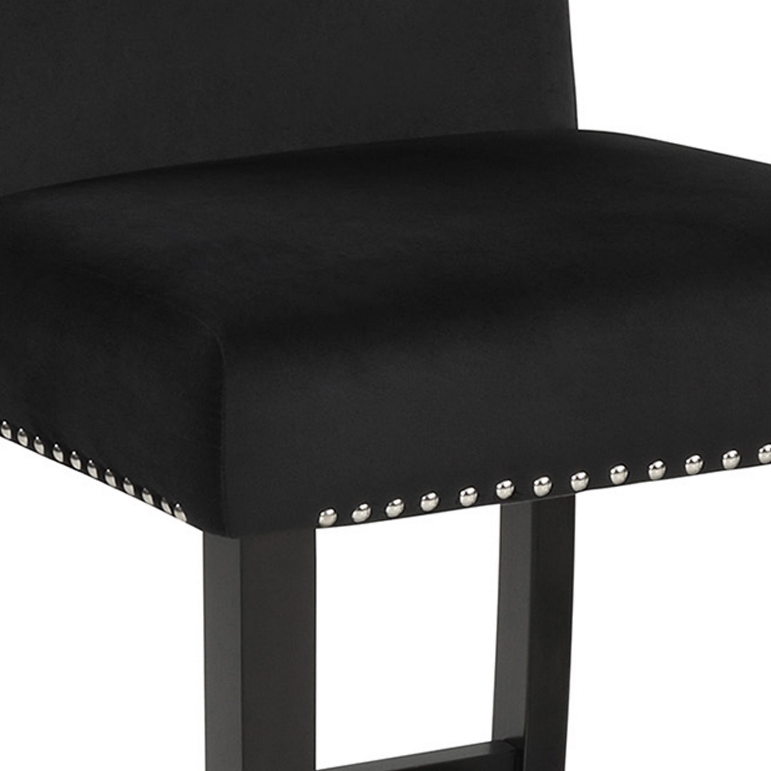 Jordan 24 Inch Counter Side Chair Set Of 2, Velvet Upholstery, Wood, Black -Saltoro Sherpi