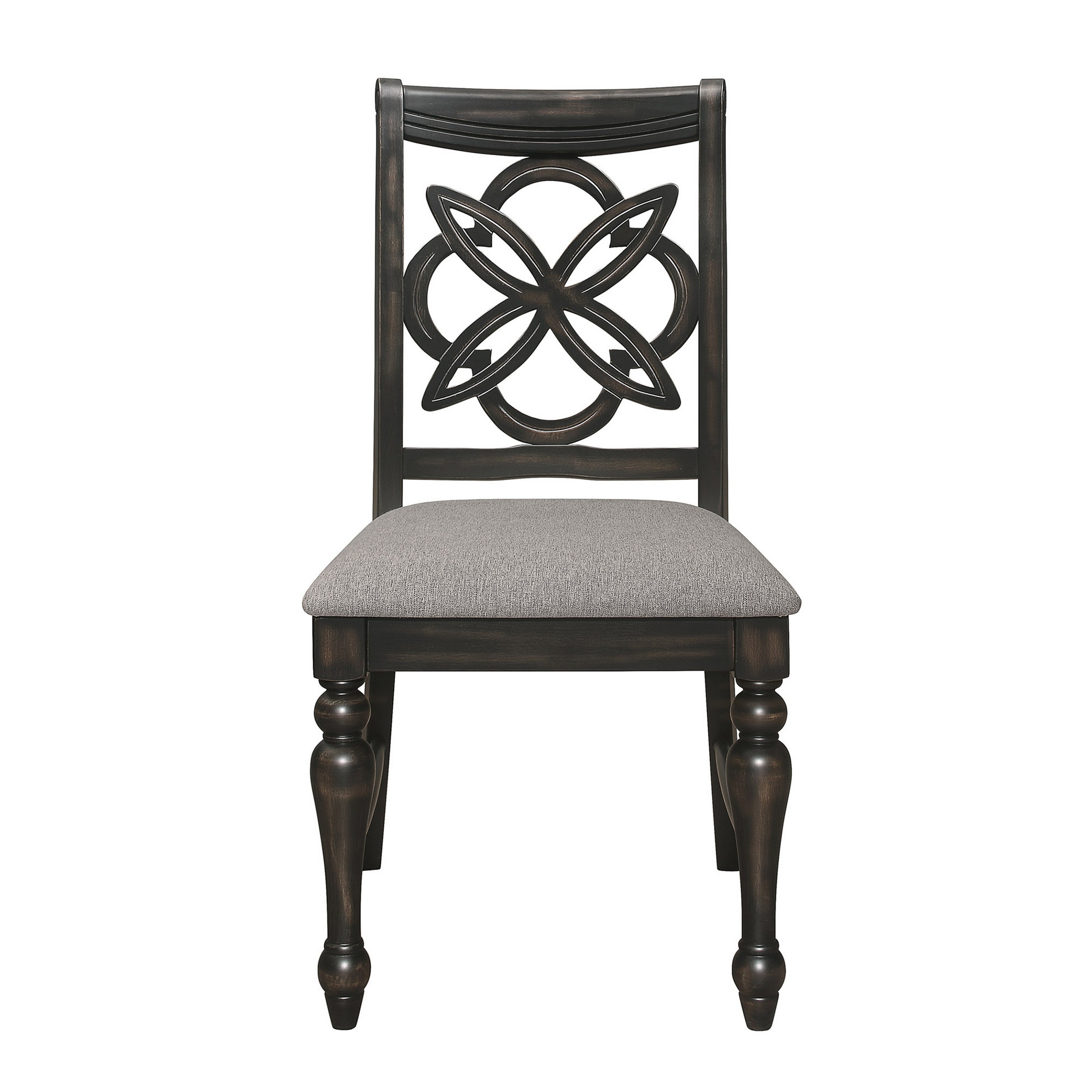 Lauren 25 Inch Dining Side Chair Set Of 2, Cushioned Gray Fabric Seats -Saltoro Sherpi