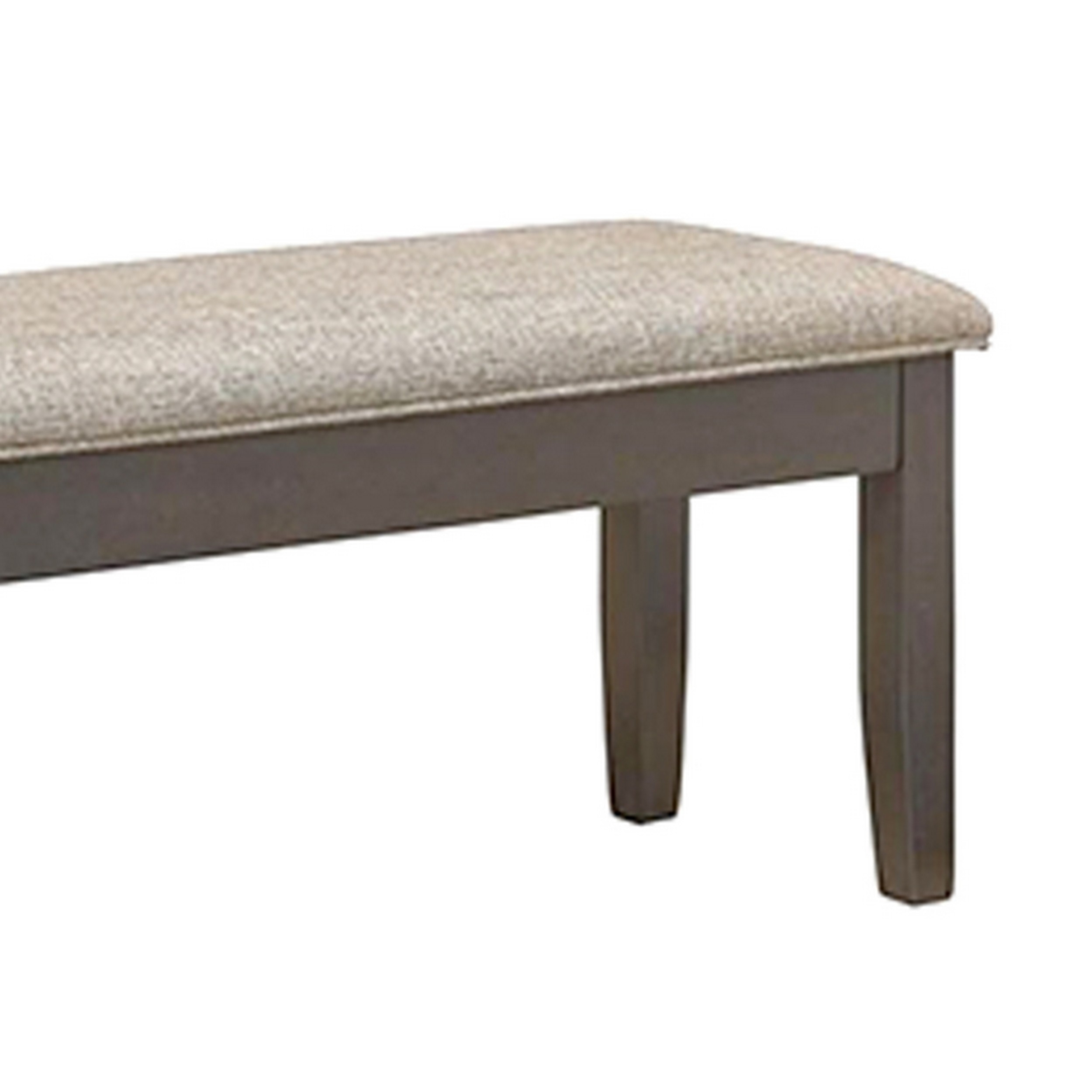 Dylan 48 Inch Bench, Brown Wood Frame, Gray Fabric Upholstered Cushion -Saltoro Sherpi