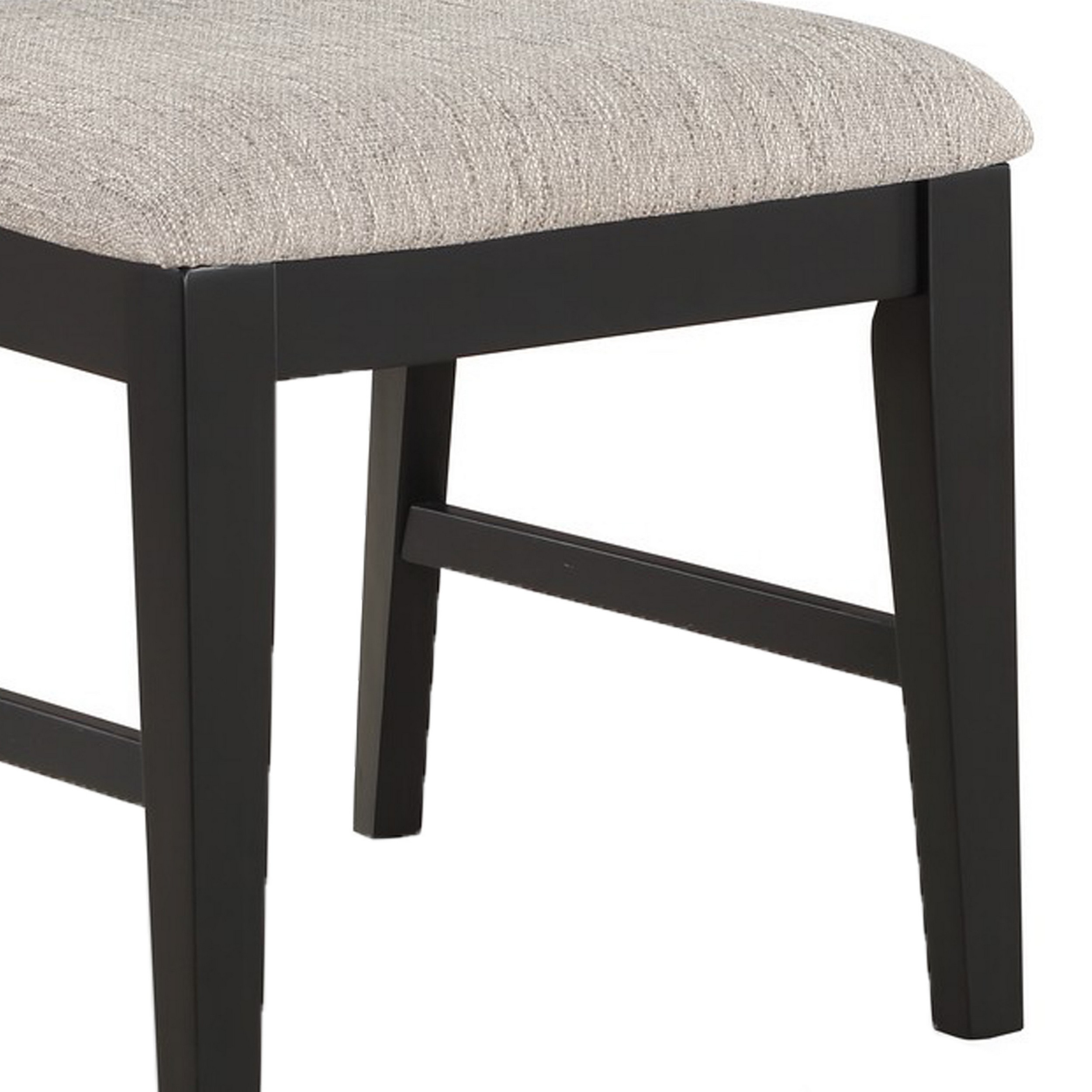 Avenue 34 Inch Side Chair Set Of 2, Fabric Upholstery, Wood, Black, Beige -Saltoro Sherpi