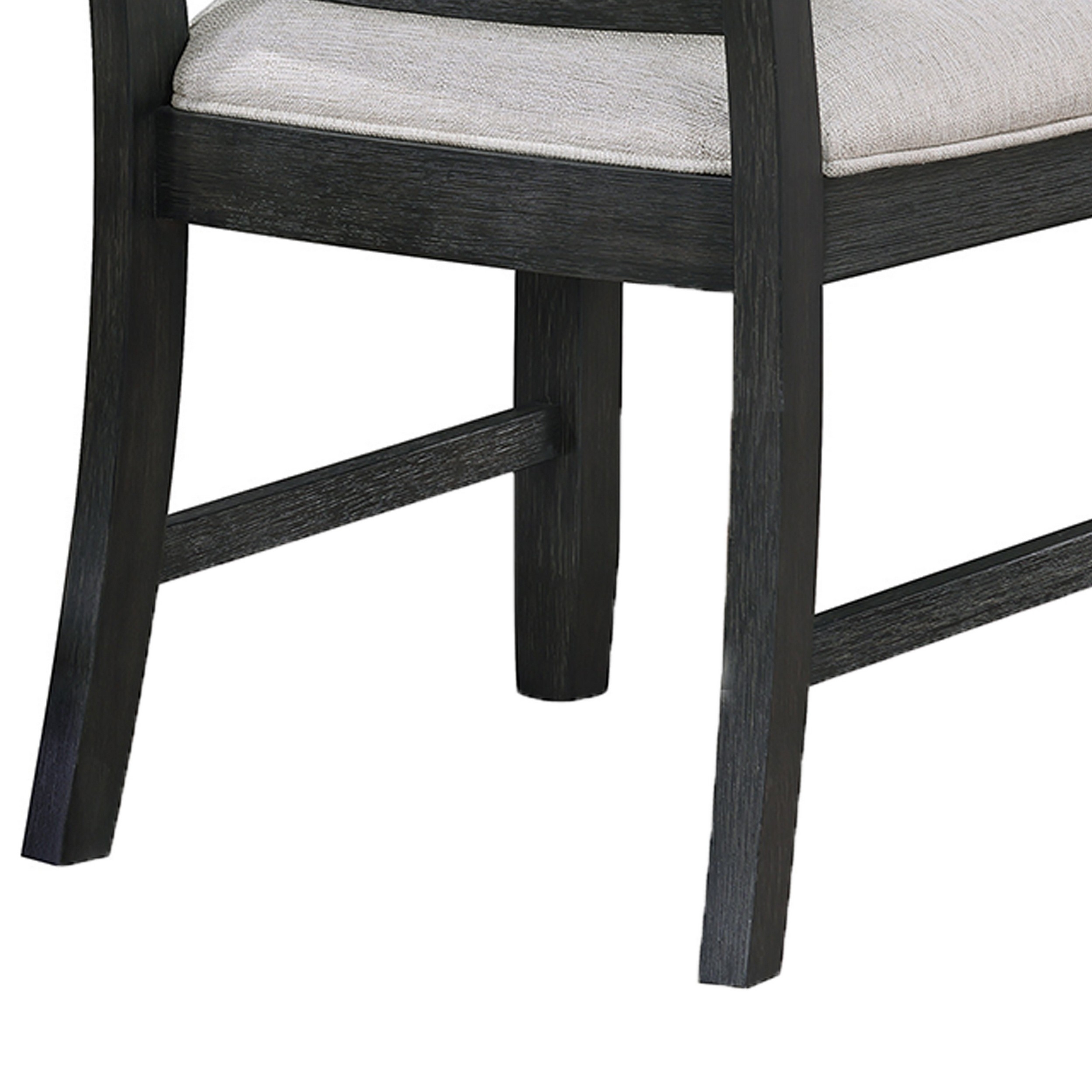 Jackson 19 Inch Side Chair Set Of 2, Black Wood Frame, Off White Poly Linen -Saltoro Sherpi
